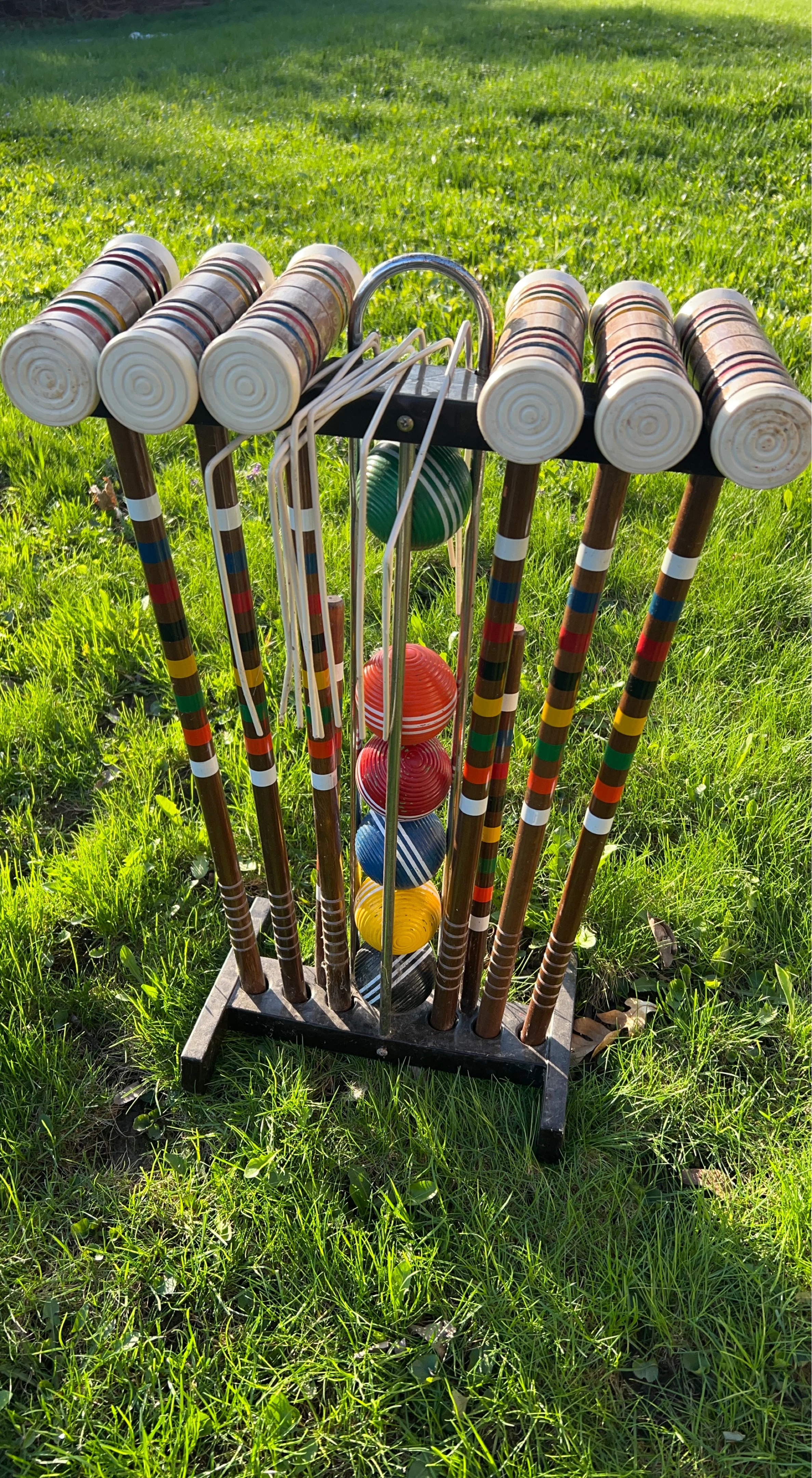 Vintage Croquet Set with 6 Mallets and 6 Balls - photo 2