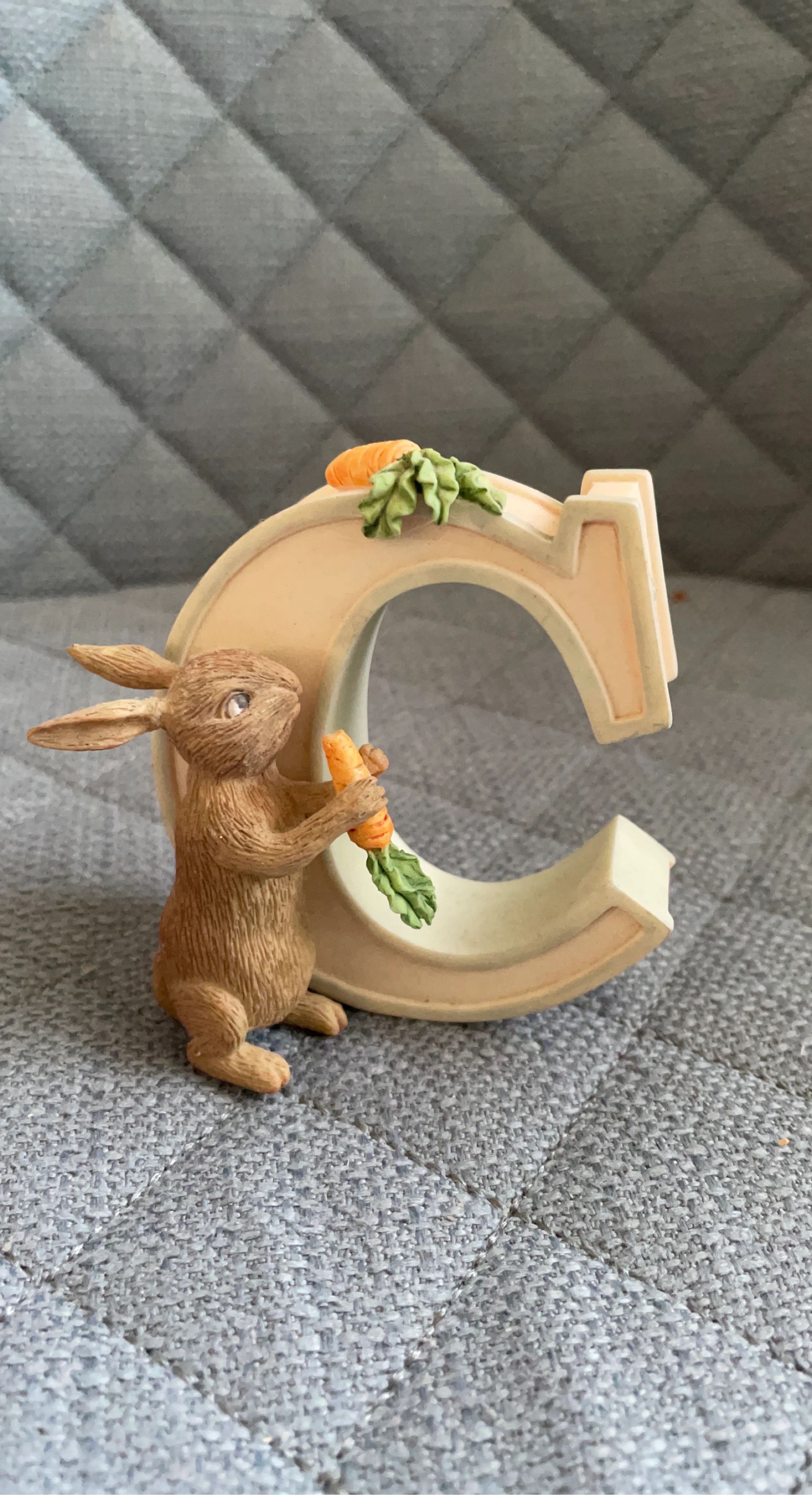 Letter C Figurine with Bunny and Carrot