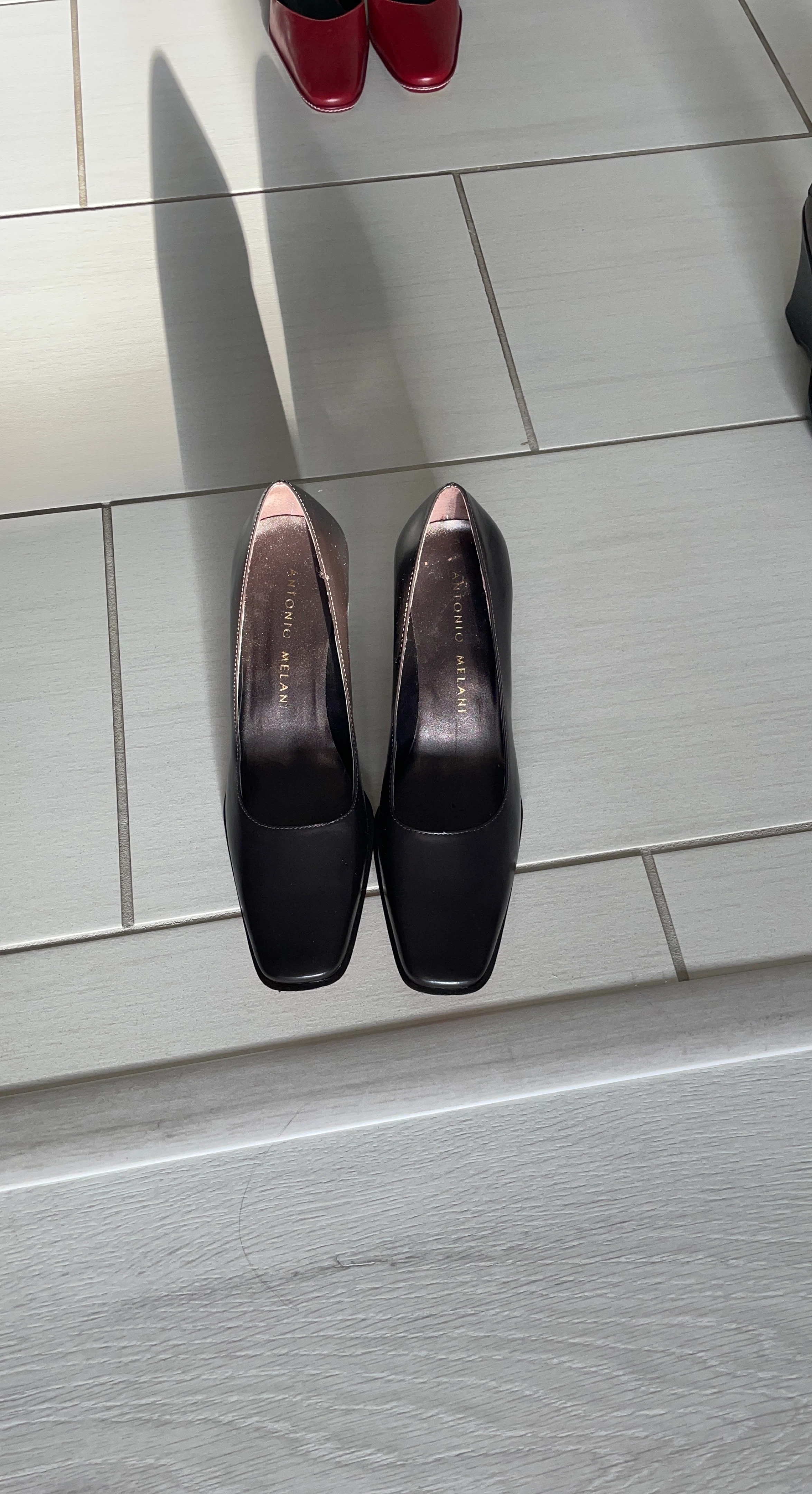 Antonio Melani Black Square Toe Heels