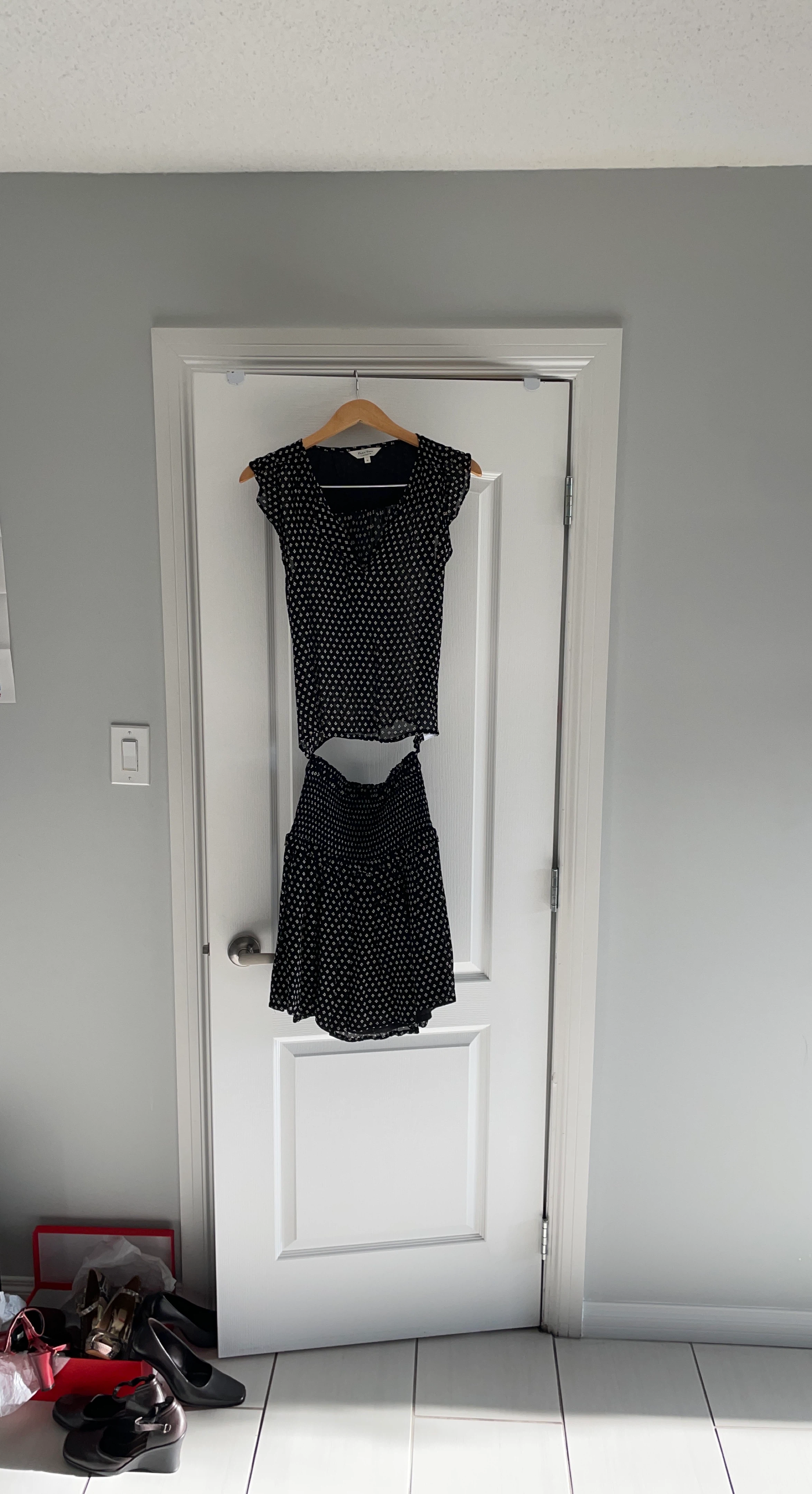 PART TWO Black and White flowers Top and Skirt Set