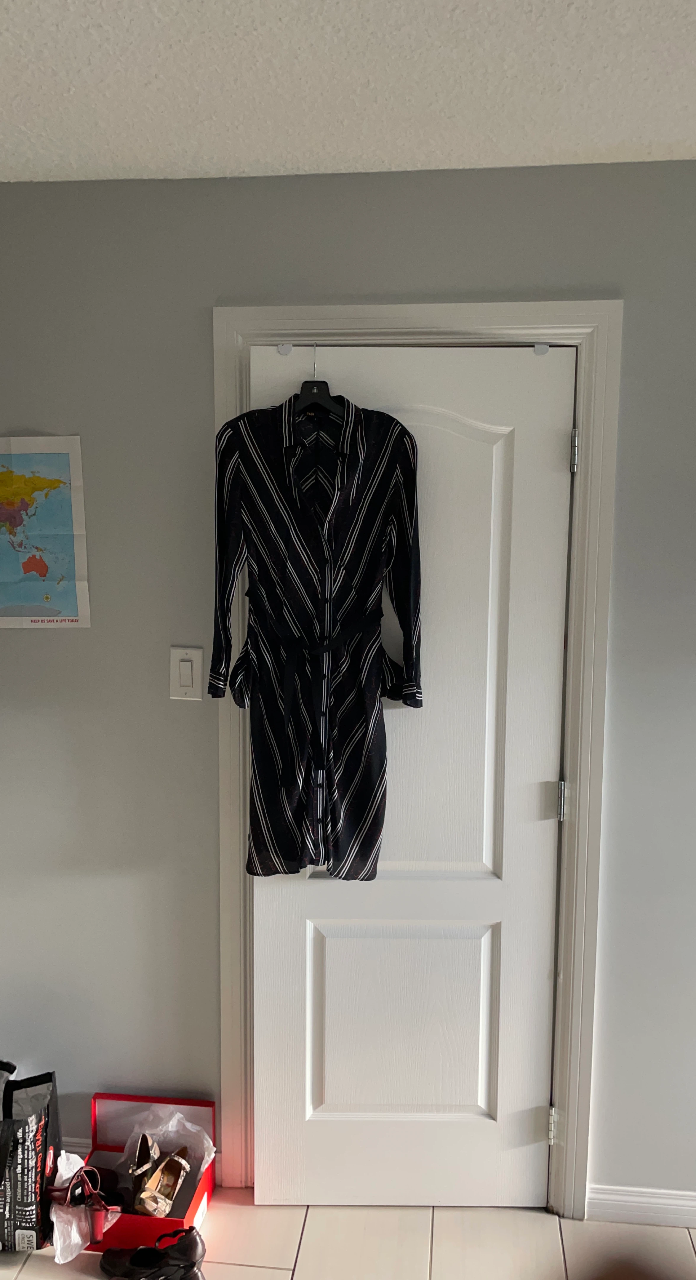 Maje Black Striped Shirt Dress