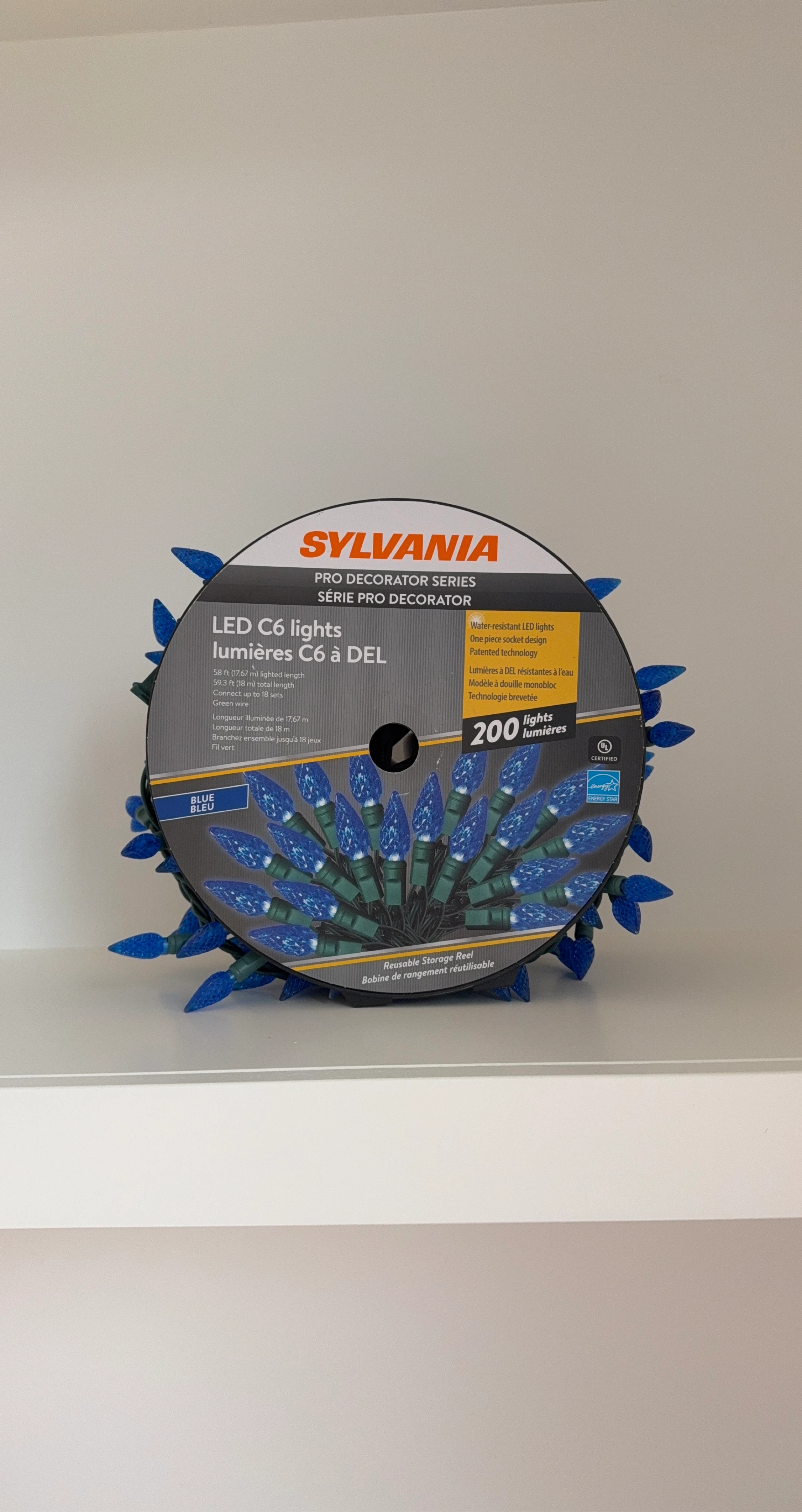 Sylvania LED C6 Blue Lights, 200 Count