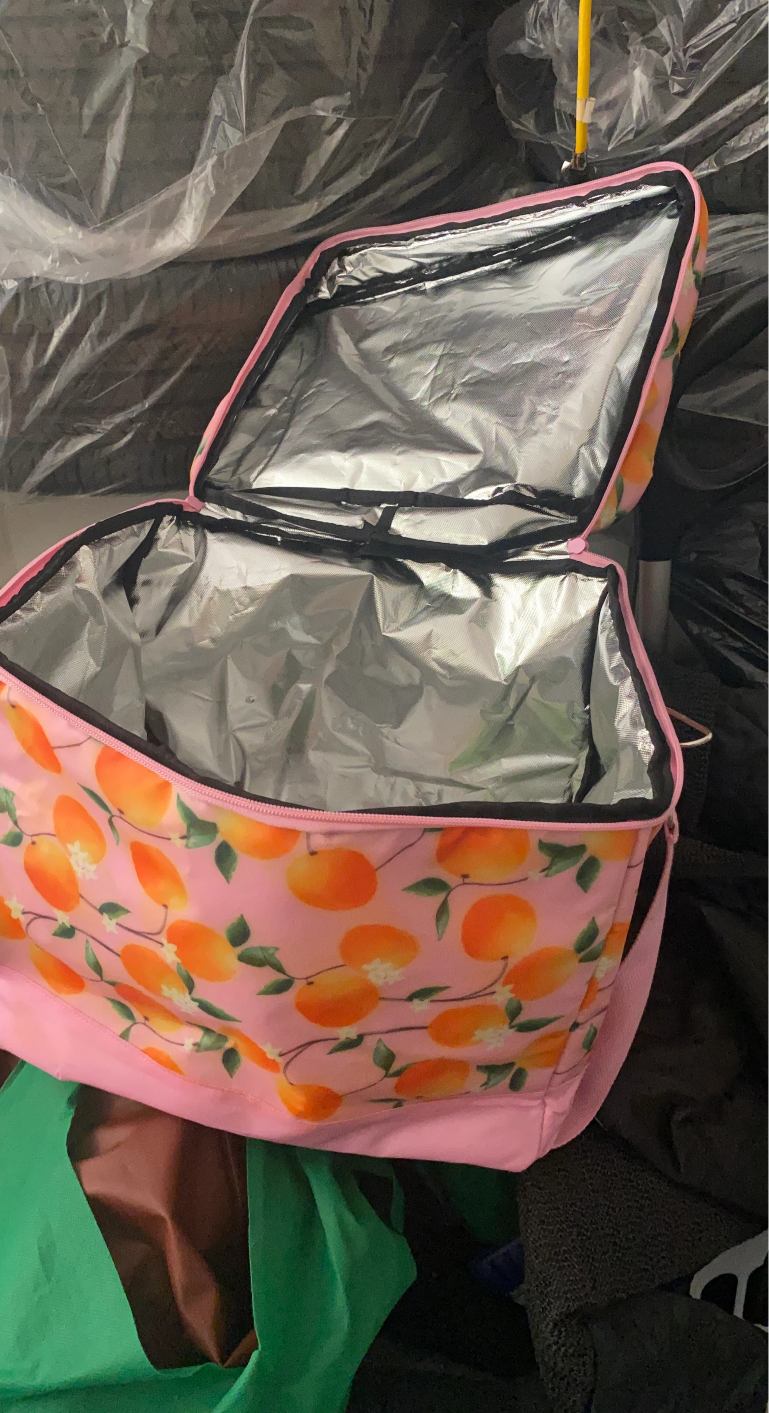 Insulated Lunch Bag Pink Orange Print