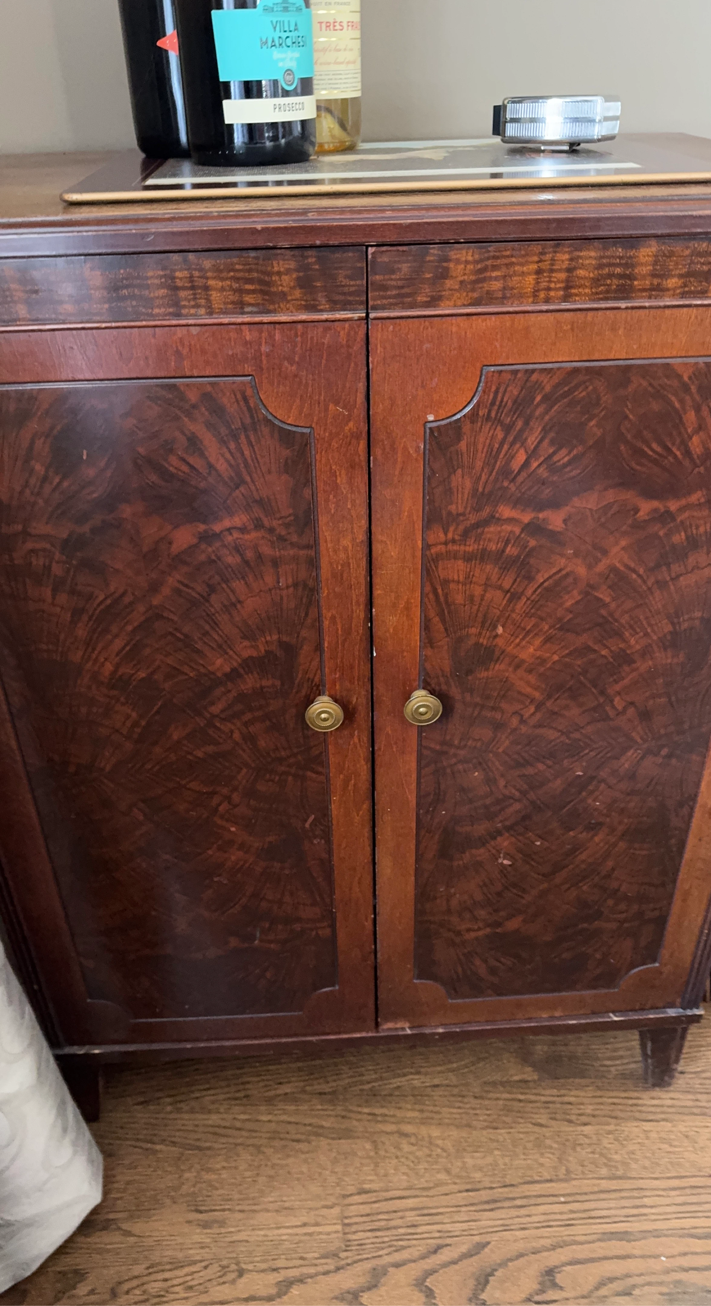 Vintage Wooden Cabinet with Brass Knobs