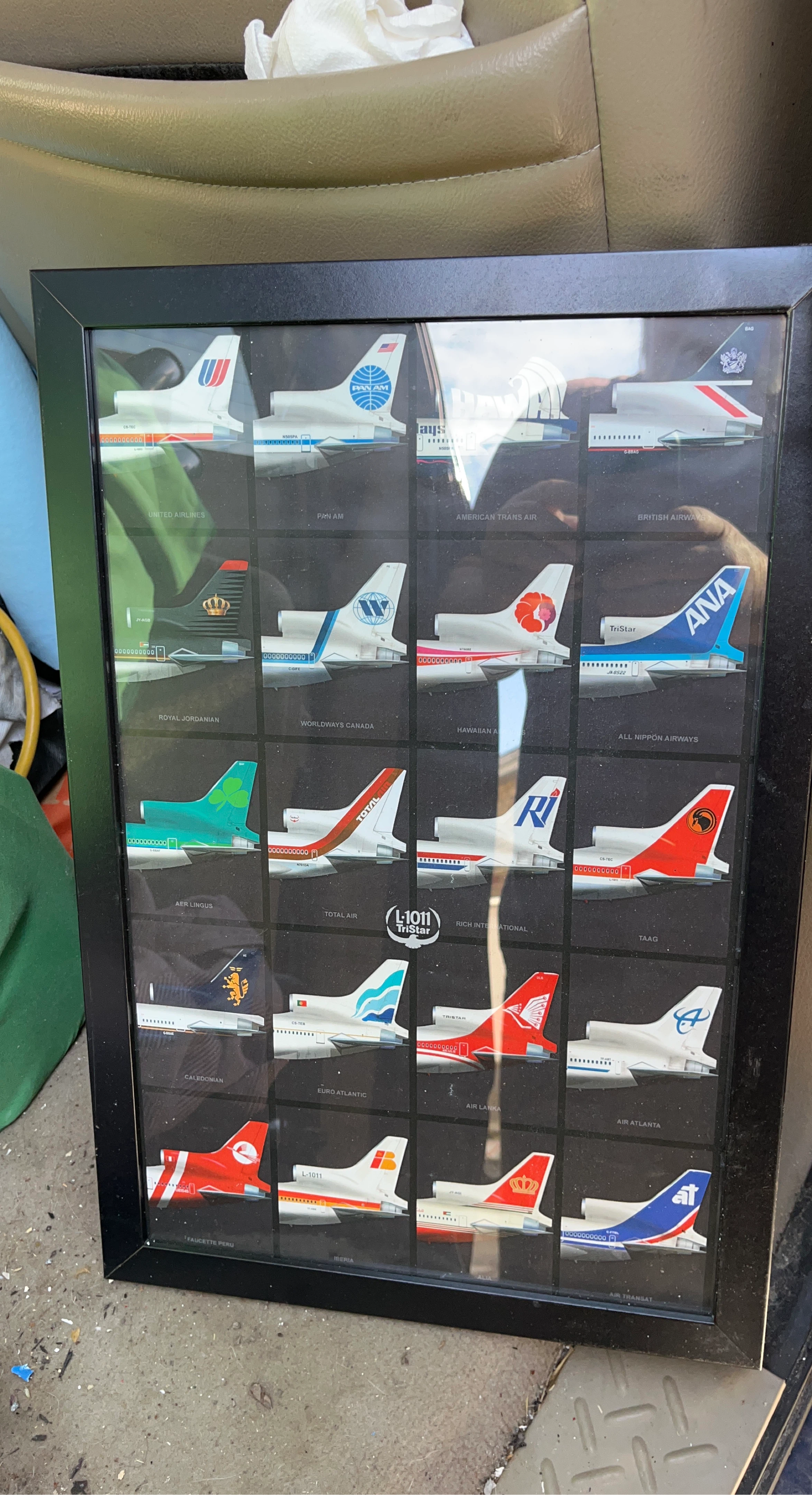 Framed Collection of L-1011 TriStar Airline Model Airplanes