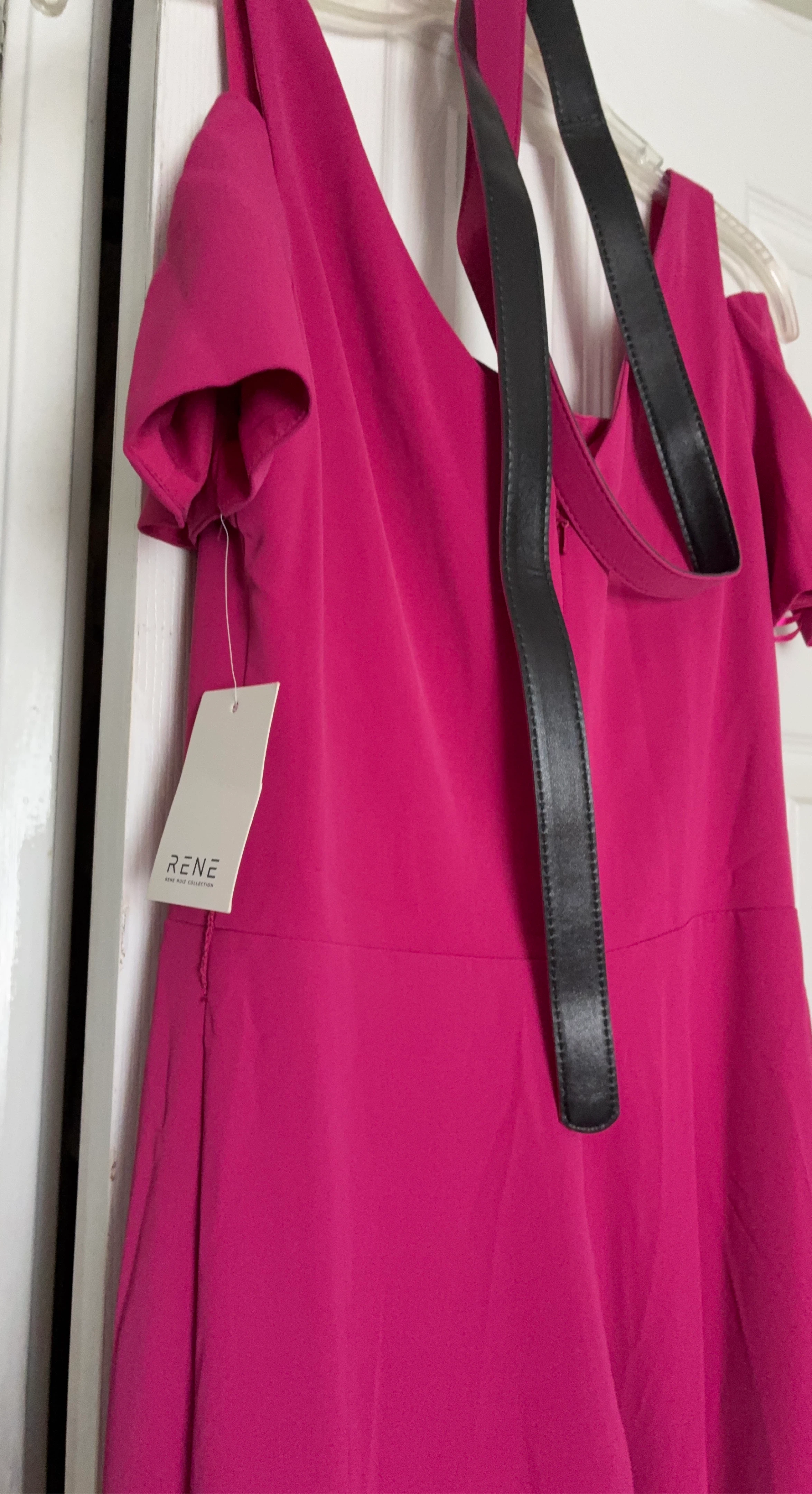 Rene Ruiz Collection Pink Jumpsuit with Black Belt
