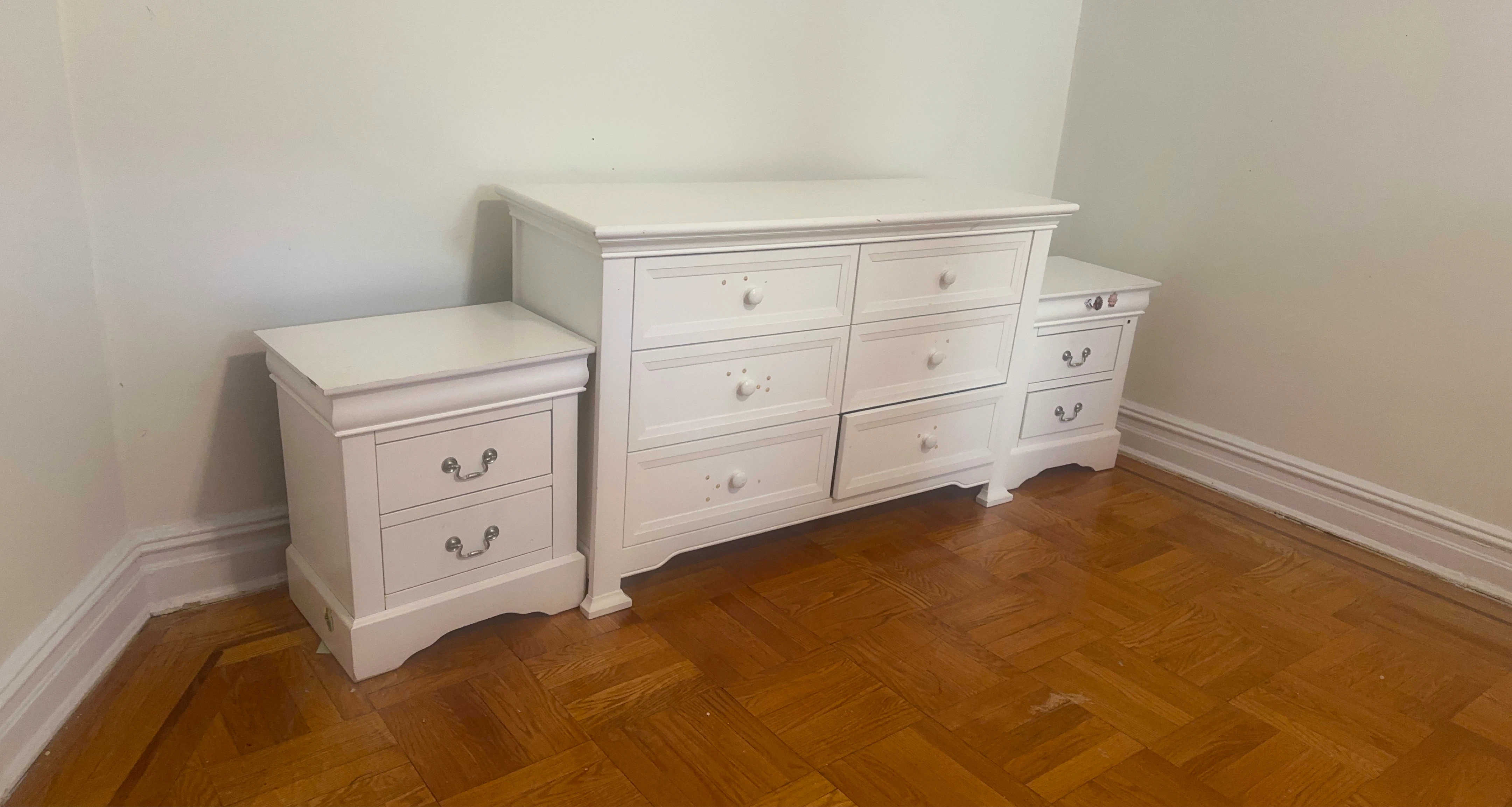 White Dresser and Nightstand Set