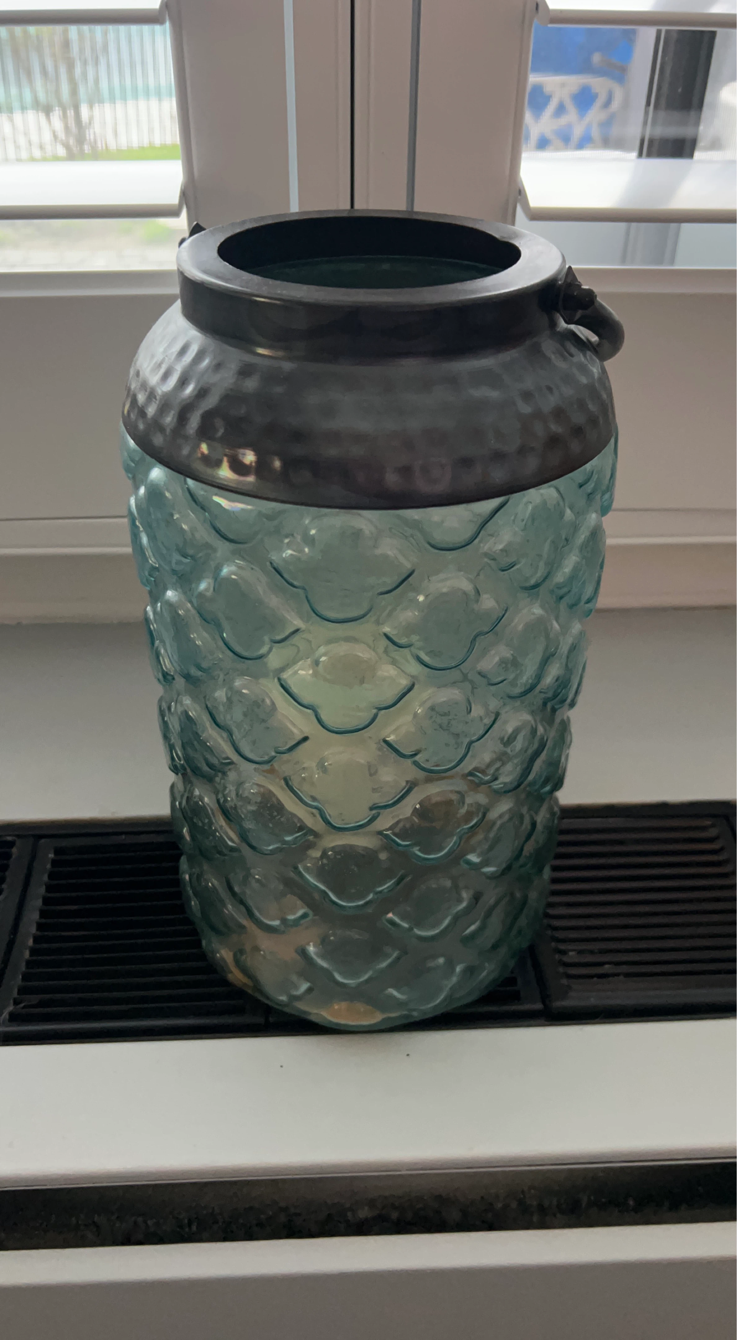 Glass Lantern with Metal Top