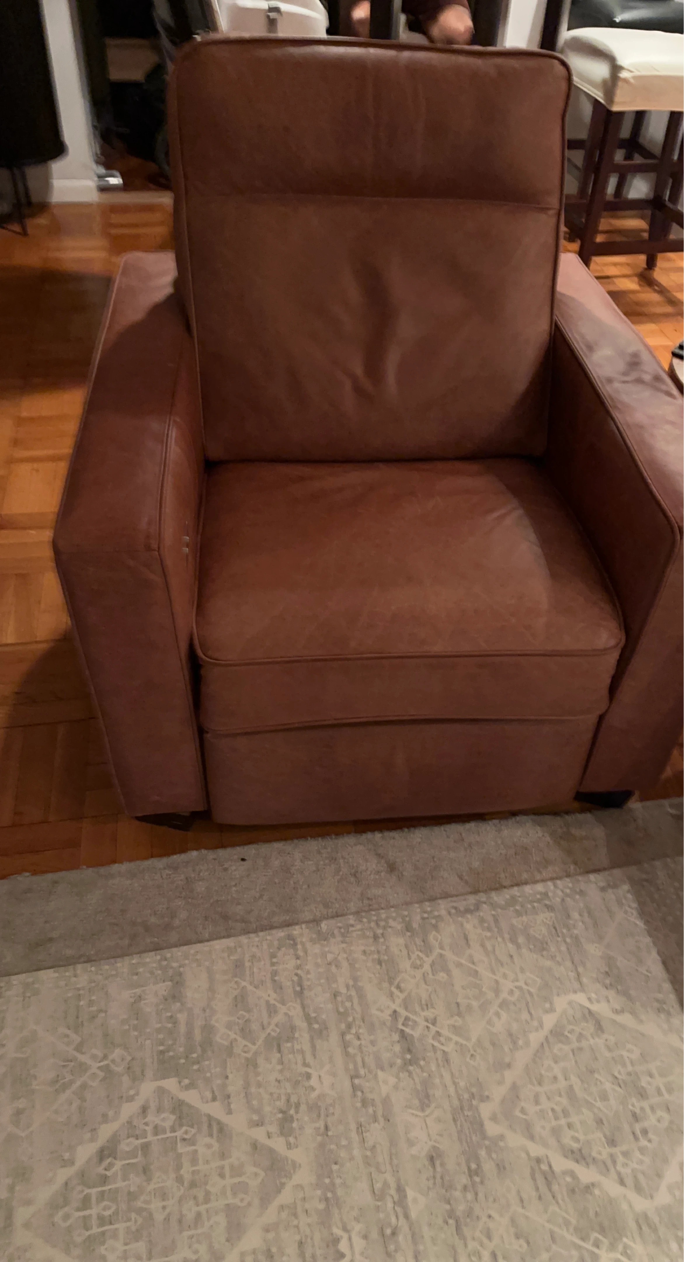West elm Brown Leather recliner Armchair