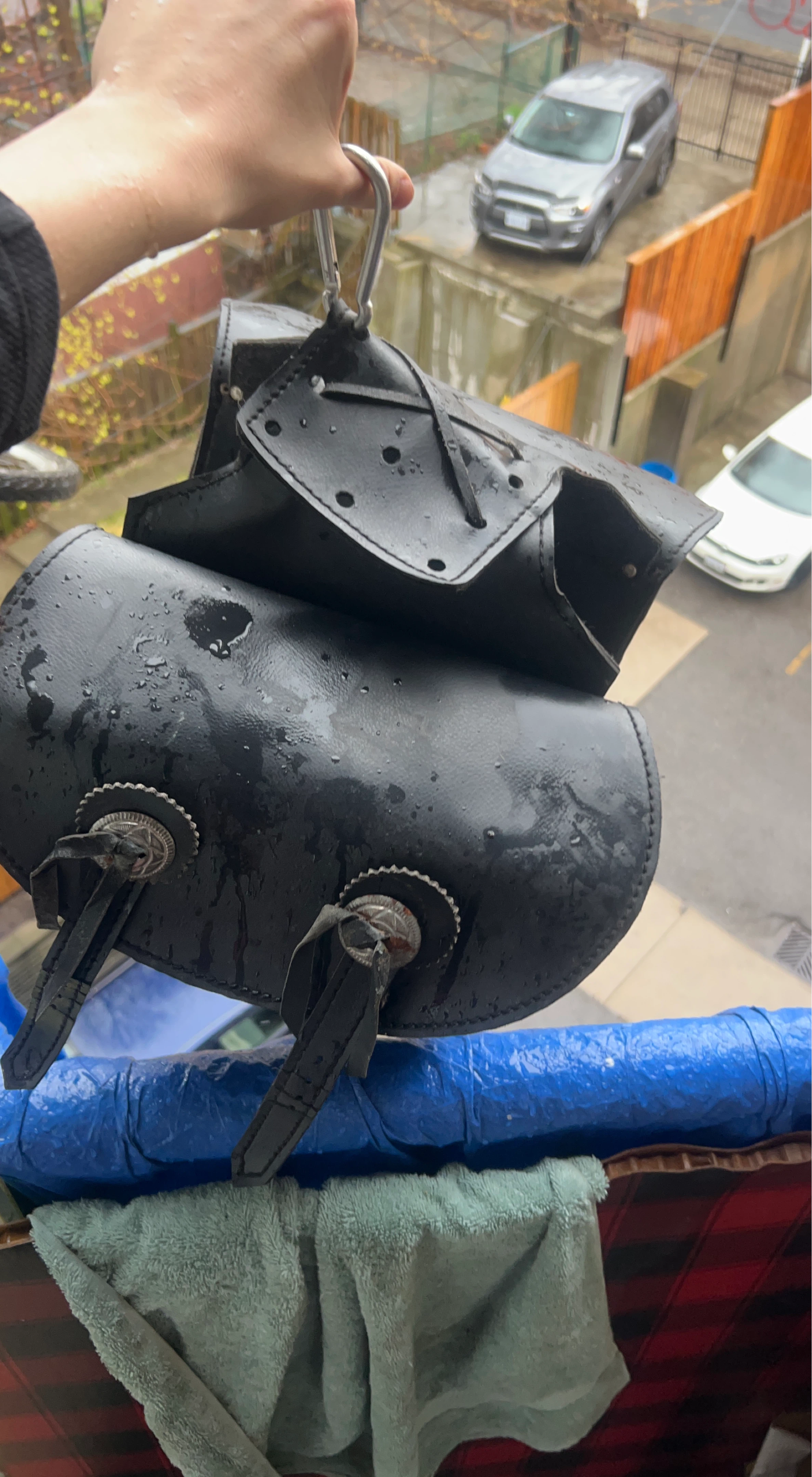 Black Leather Motorcycle Saddlebags