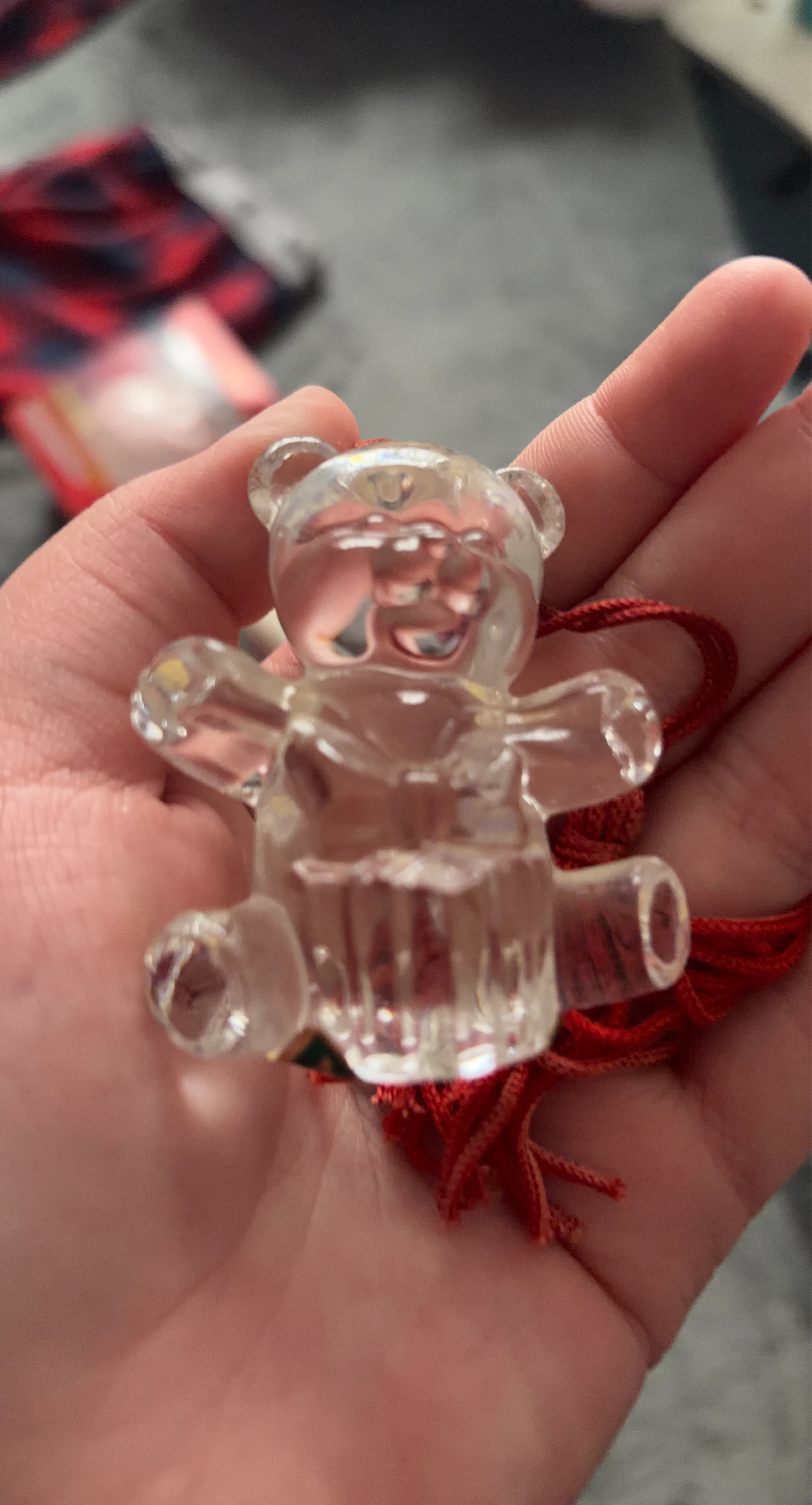 Clear Glass Teddy Bear Ornament