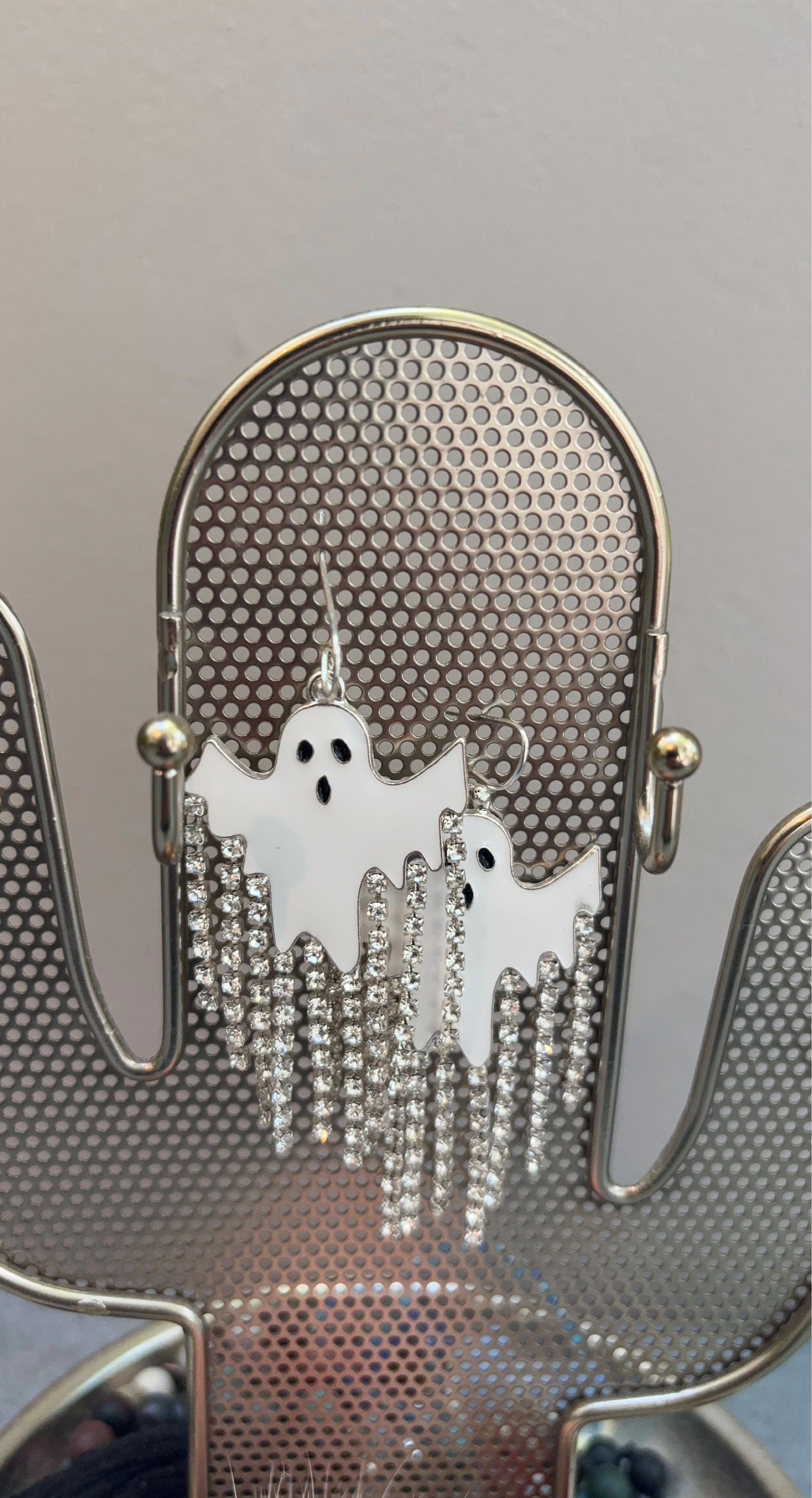 Ghost Dangle Earrings with Rhinestones