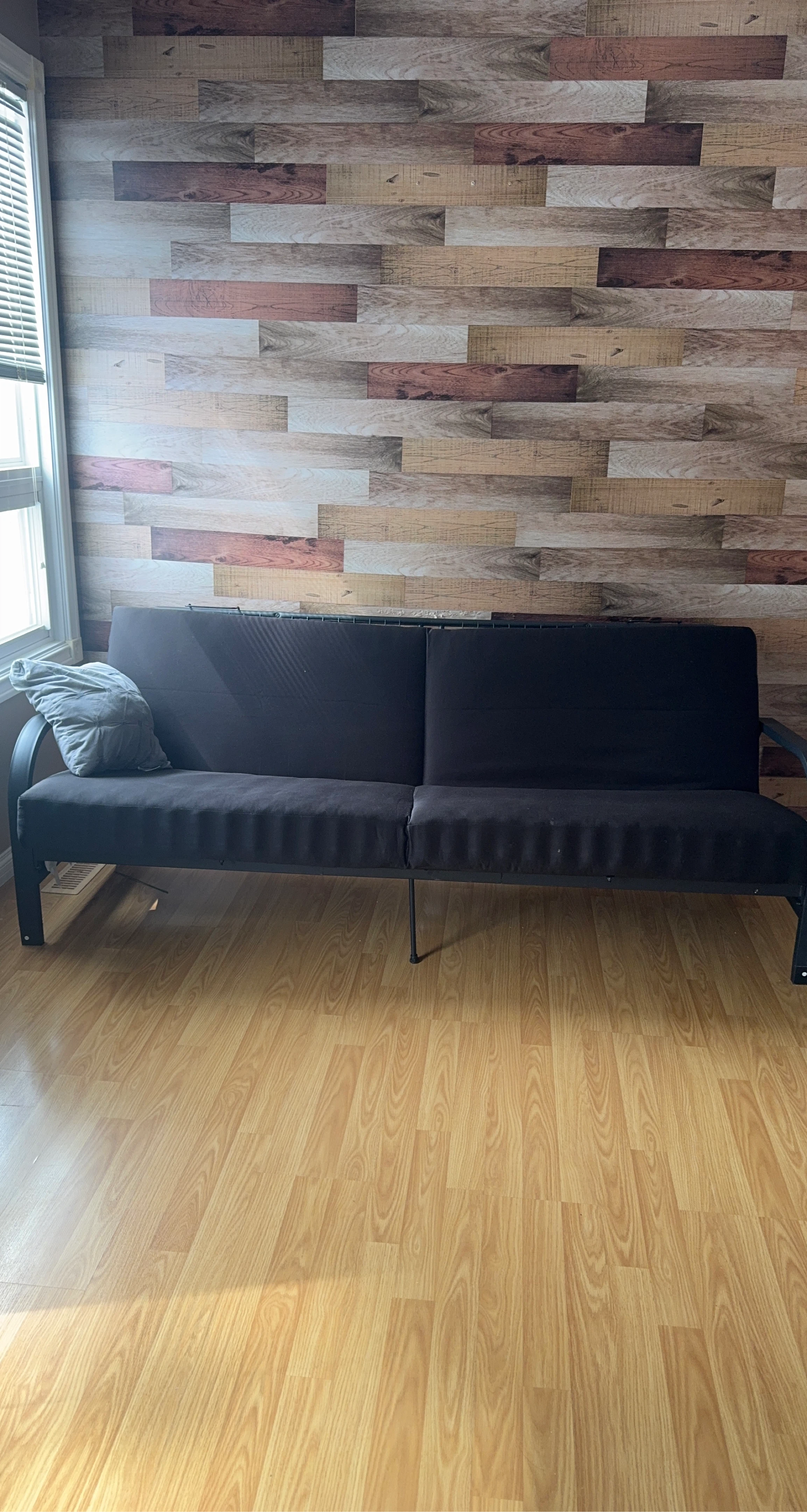 Black Futon Couch with Metal Frame
