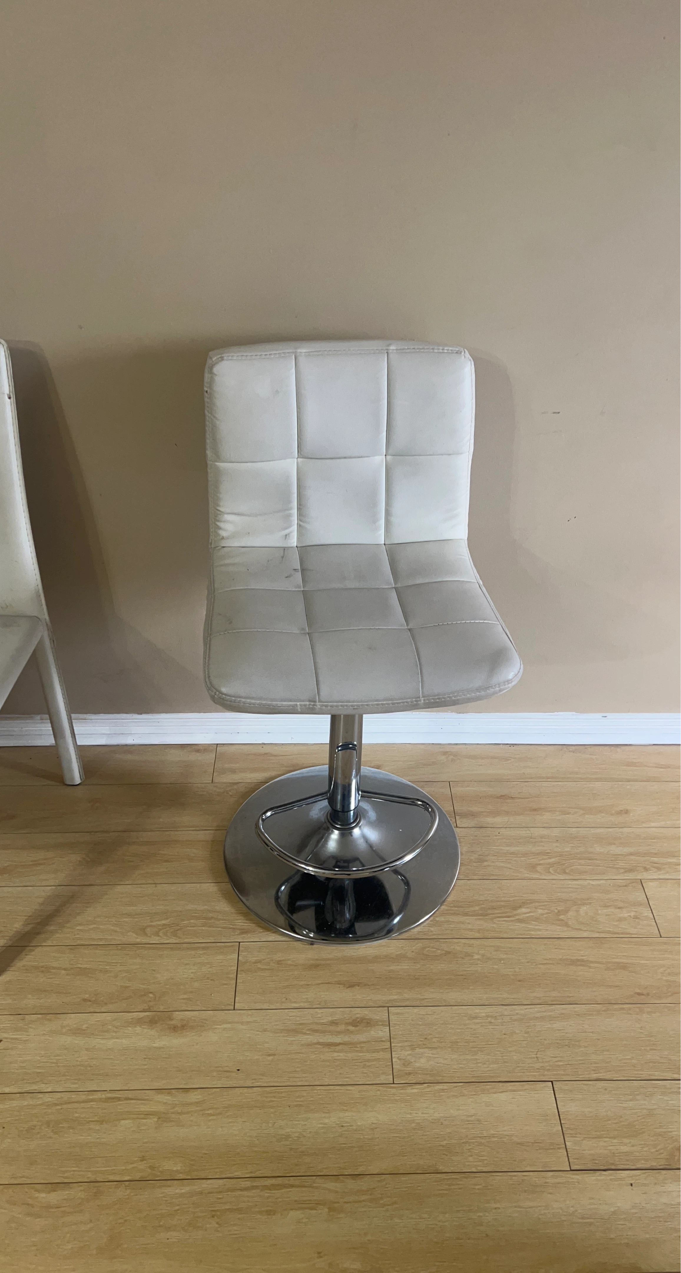 White Faux Leather Adjustable Bar Stool