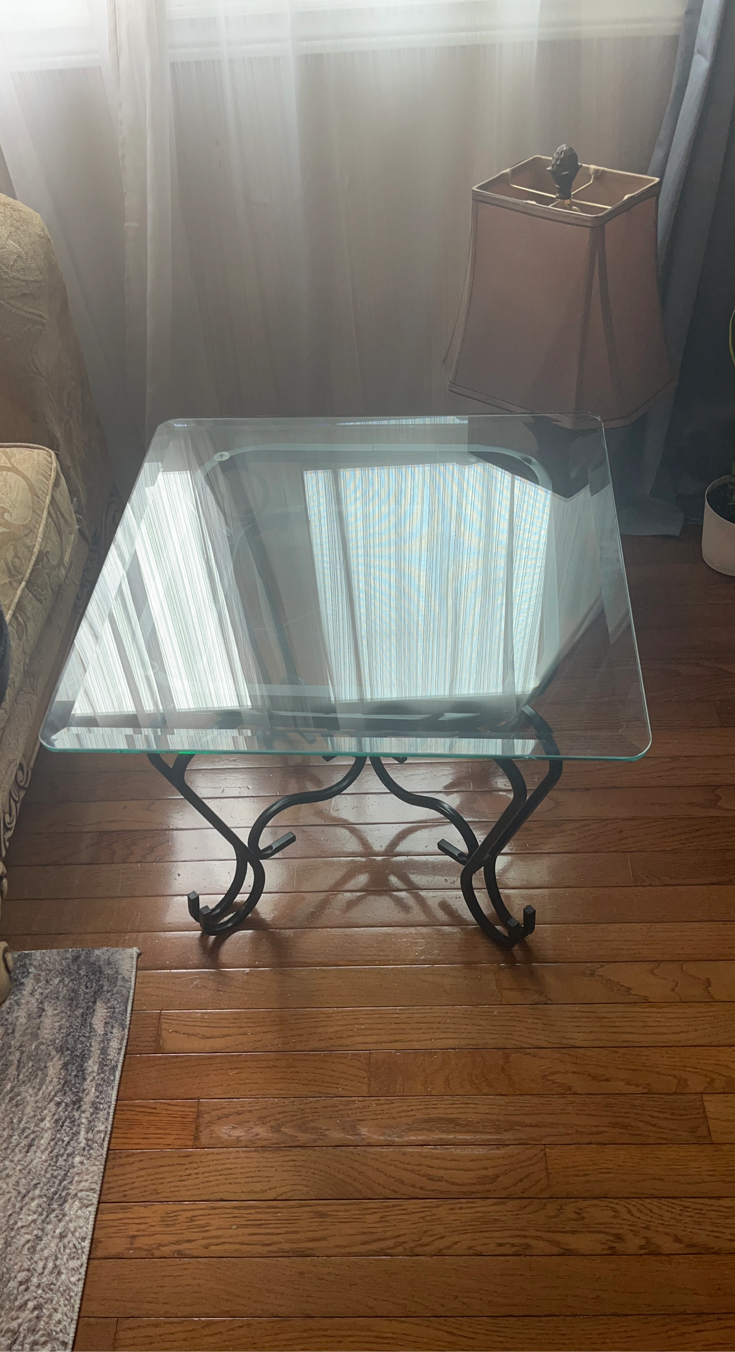 Glass and Metal Accent Table