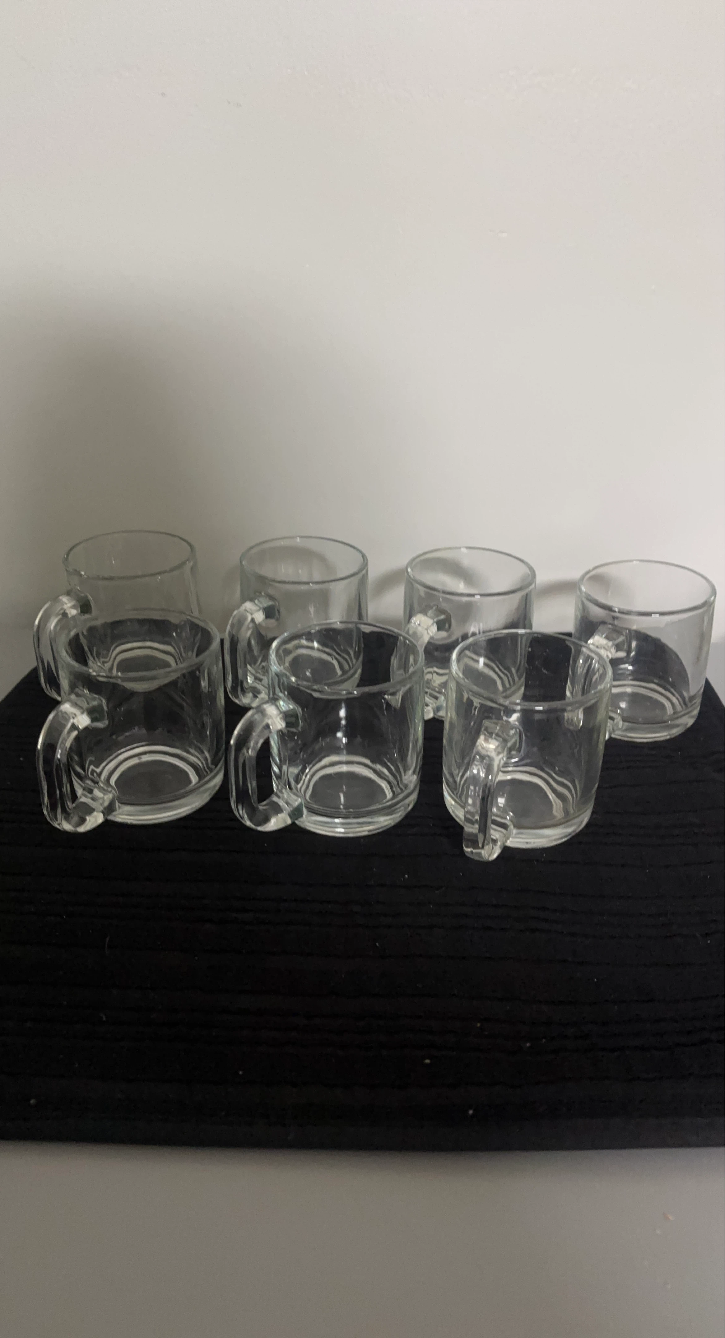 Set of 7 Clear Glass Mugs
