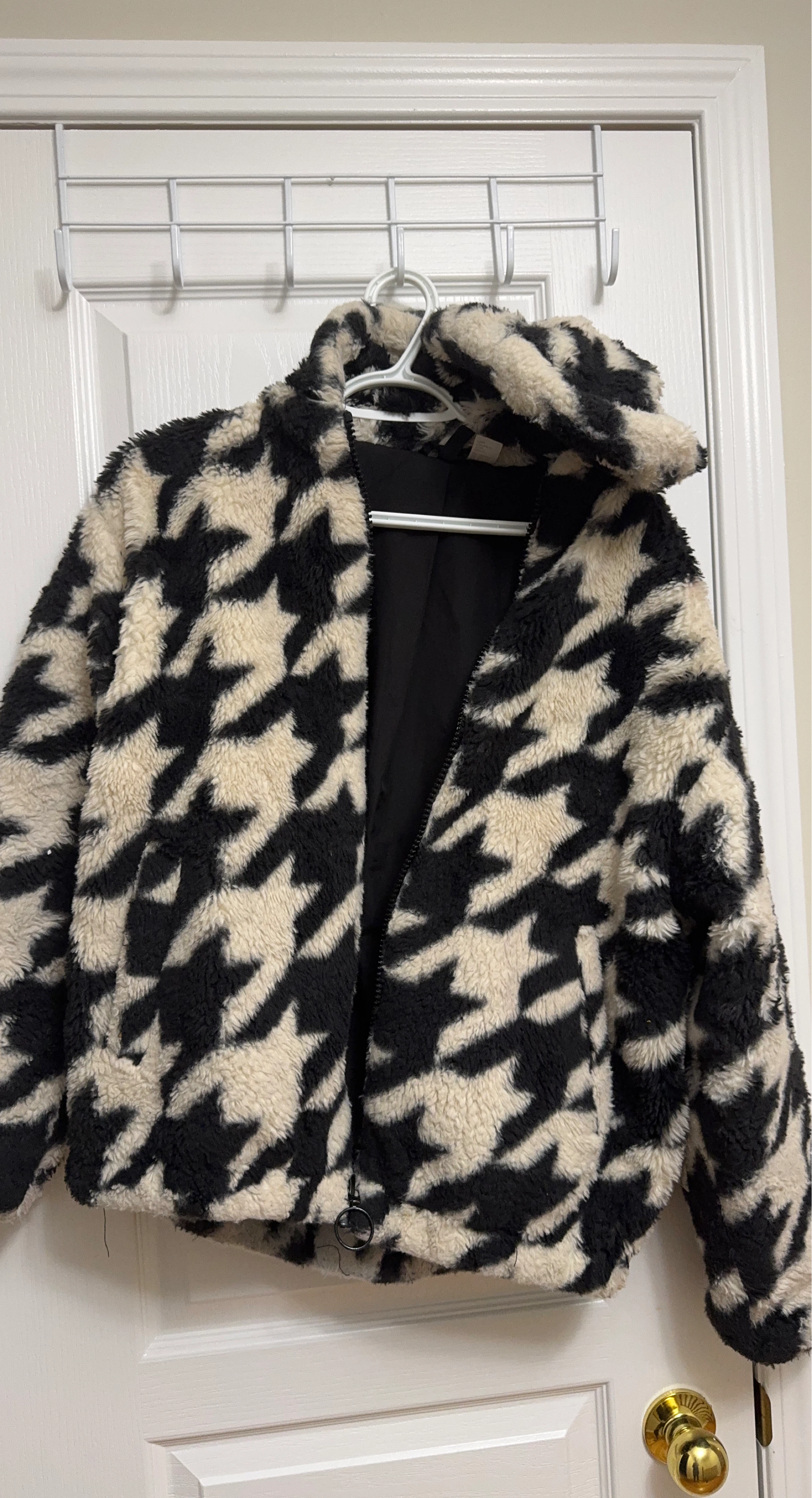 Houndstooth Fleece Jacket-H&M