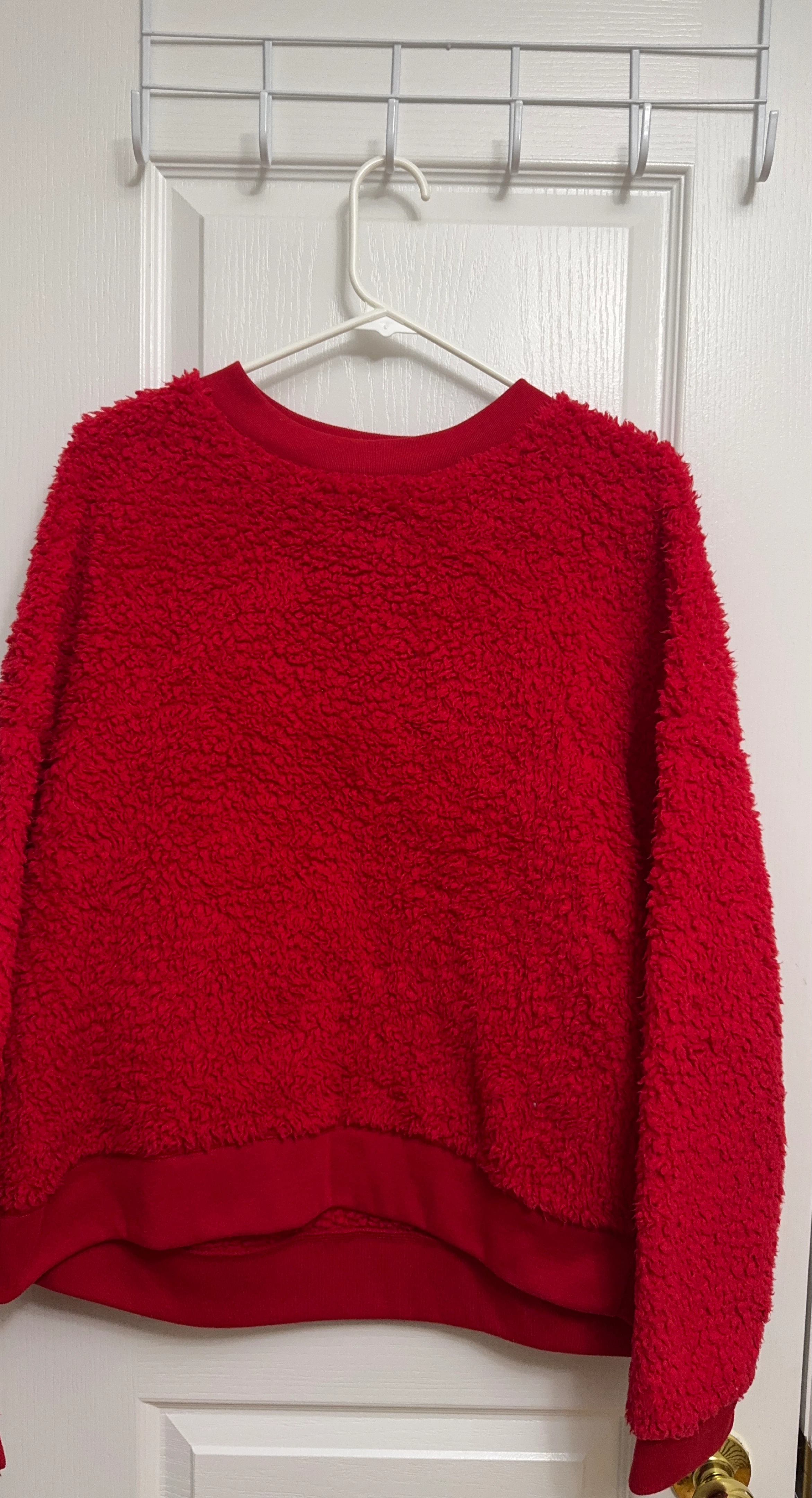 Red Teddy Fleece Cropped Sweater