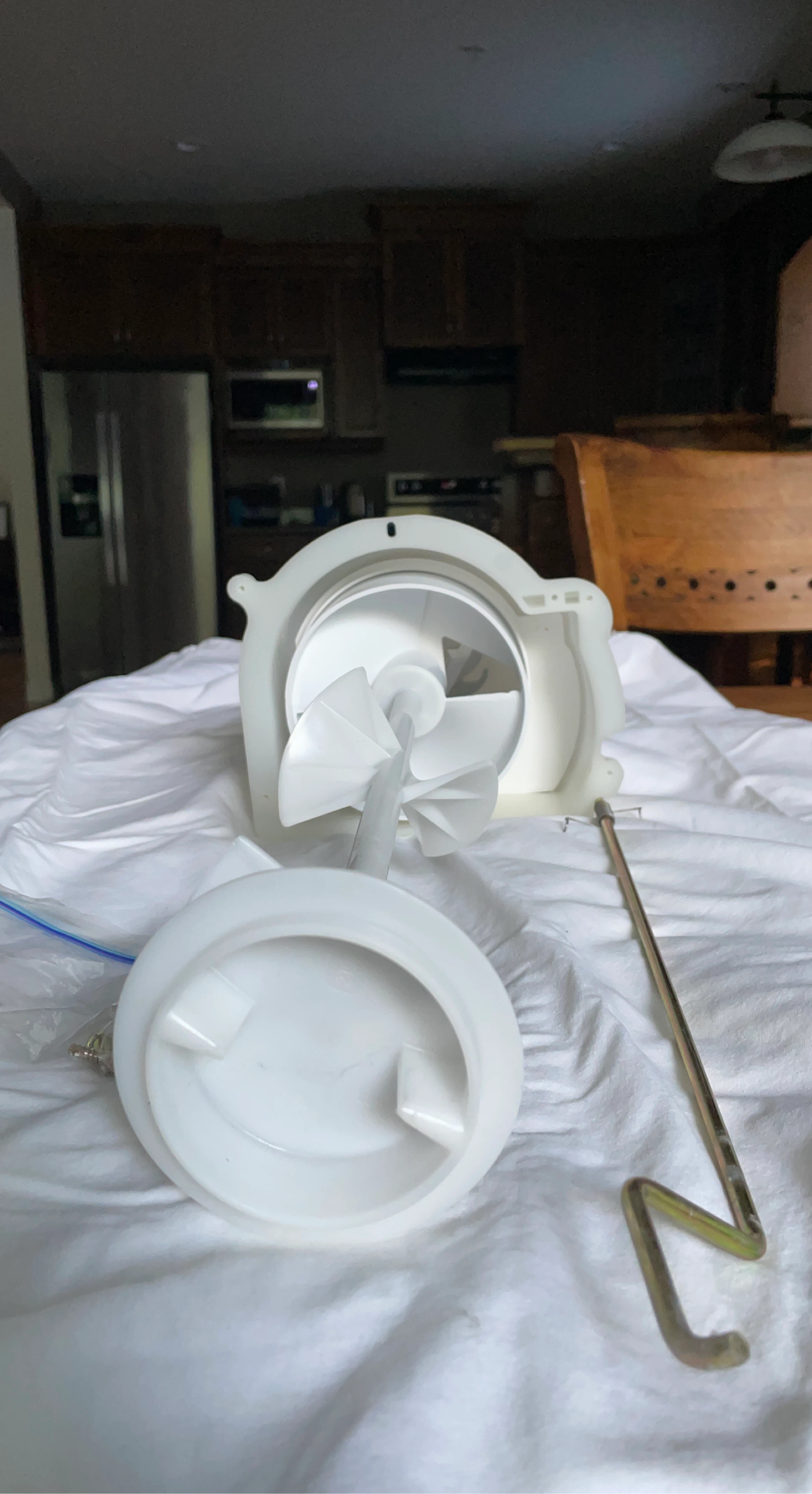 White Plastic Ice Maker Auger Motor Assembly