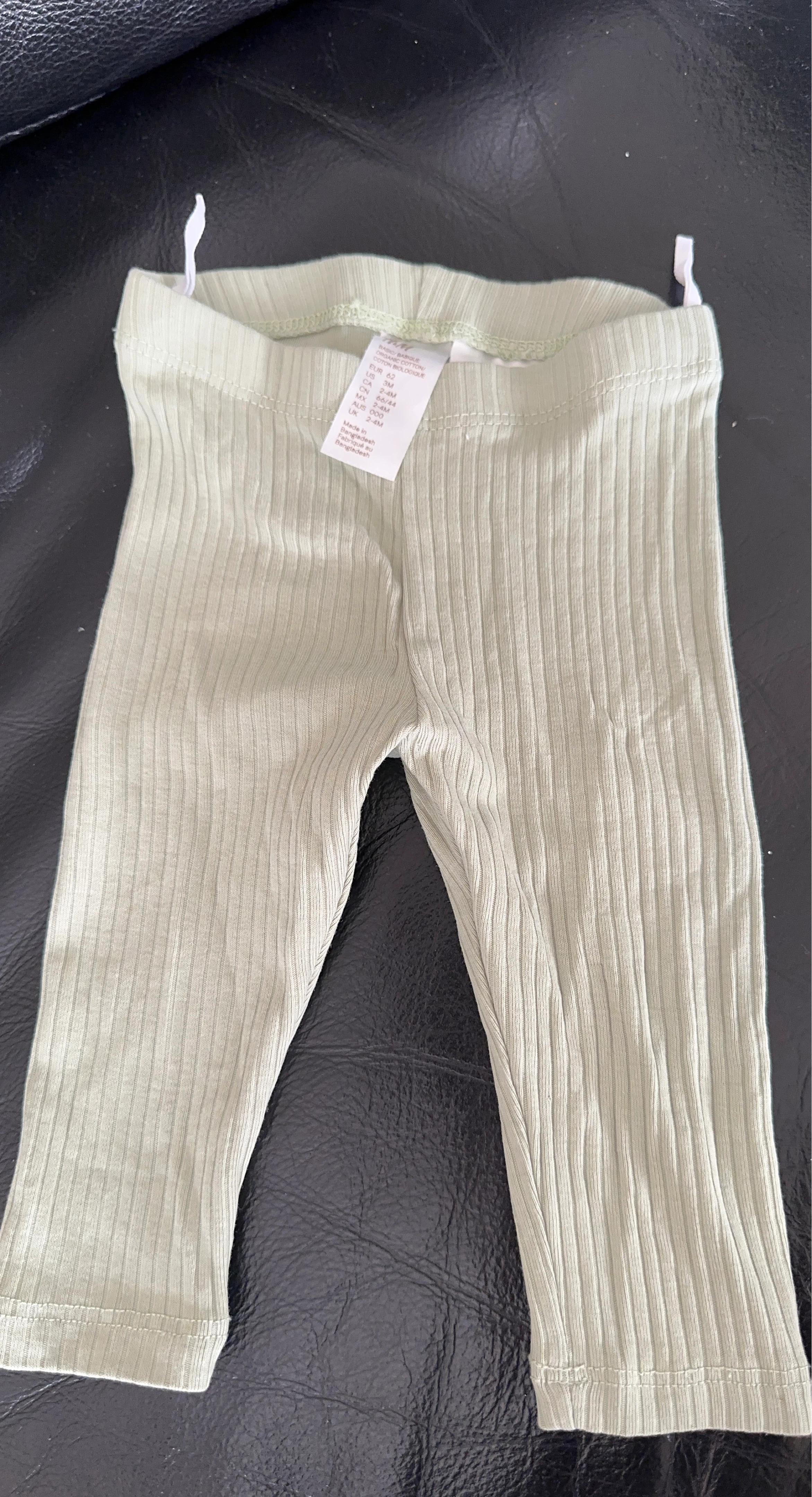 H&M Baby Ribbed Leggings - 3 Months - Sage Green