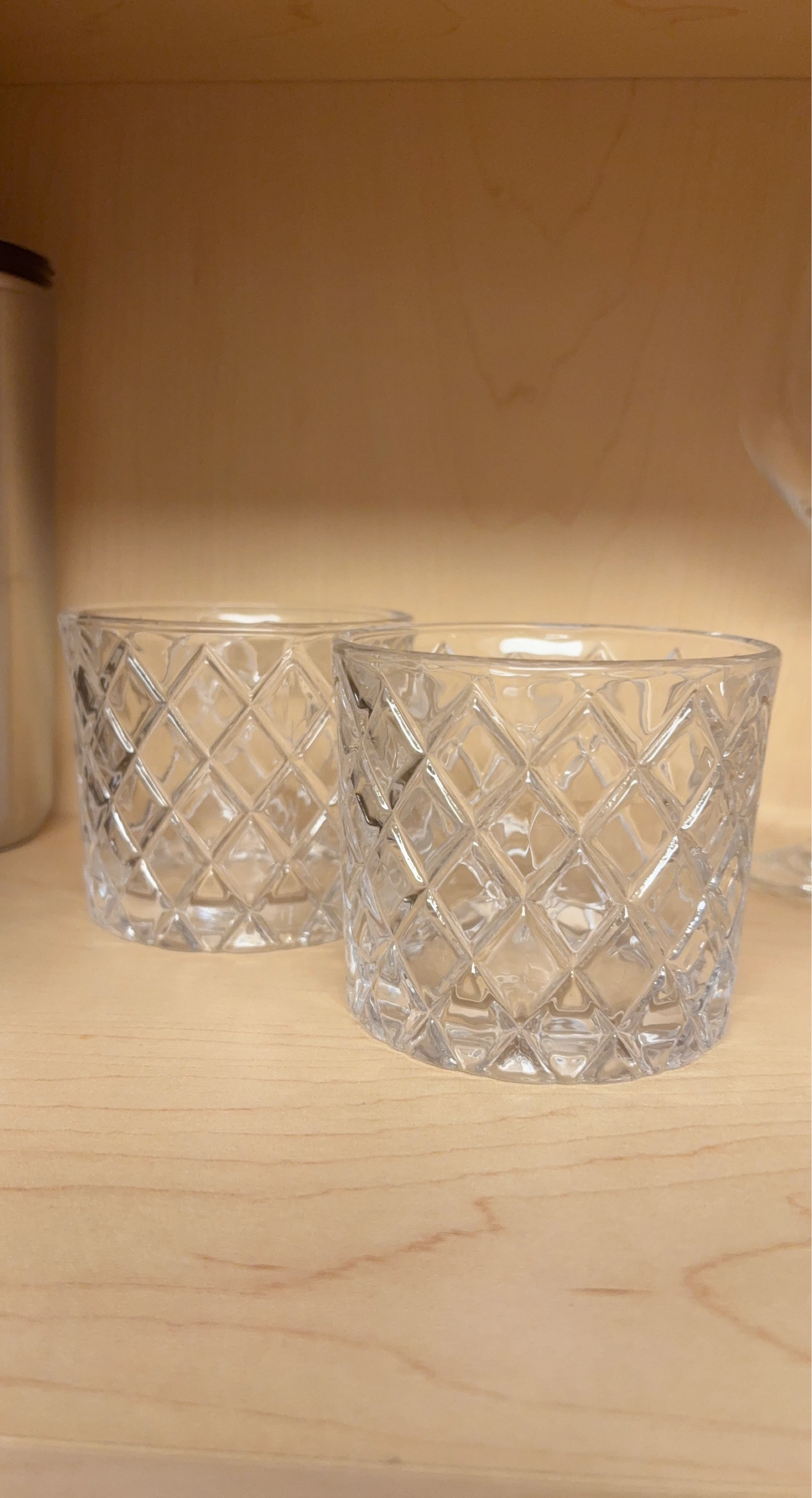Set of 2 Diamond Cut Glass Tumblers