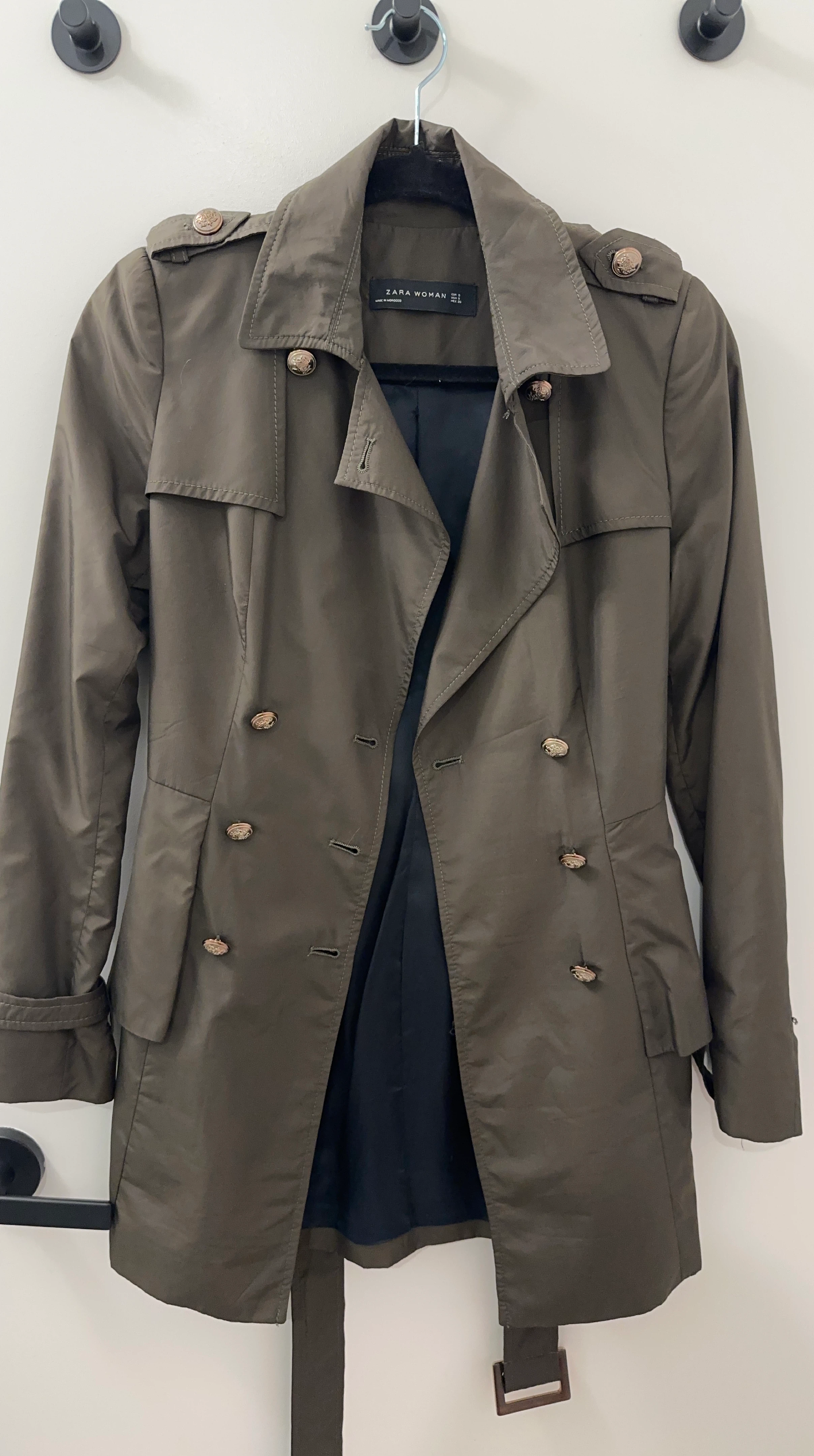 Zara Woman Trench Coat - Size S - Olive Green
