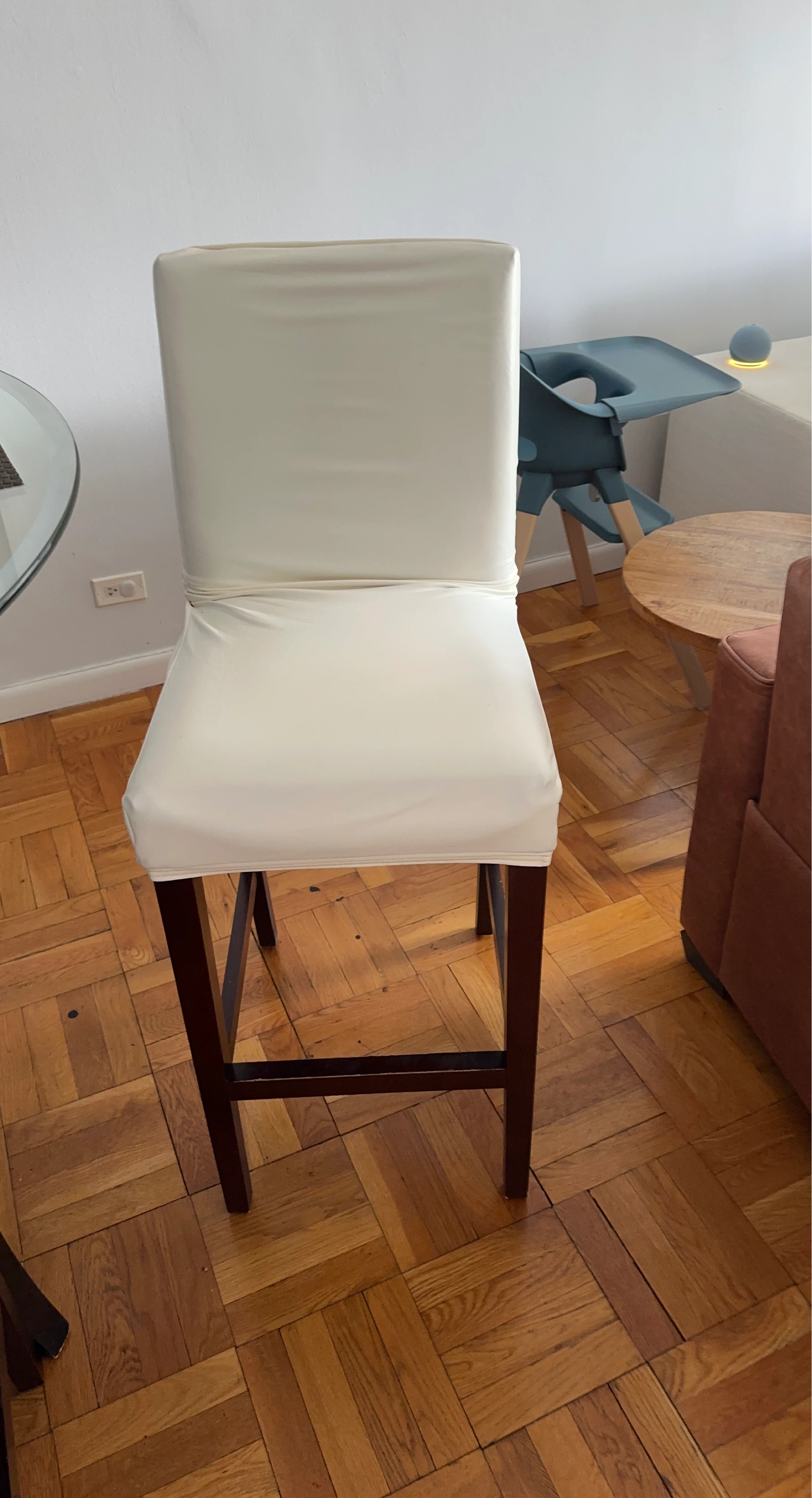 White Bar Stool Chair  with Cover