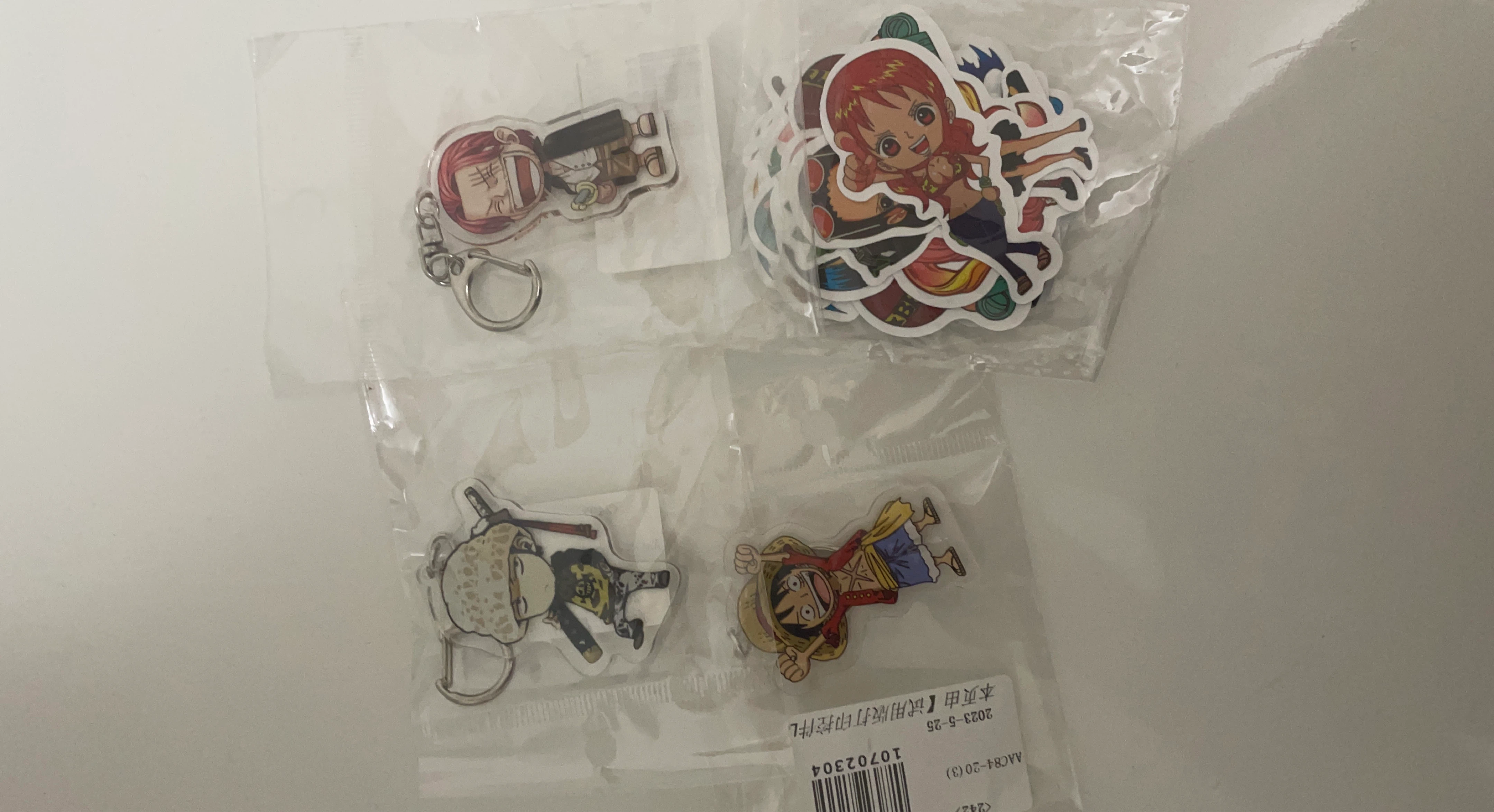 One Piece Anime Acrylic Keychain & Sticker Set