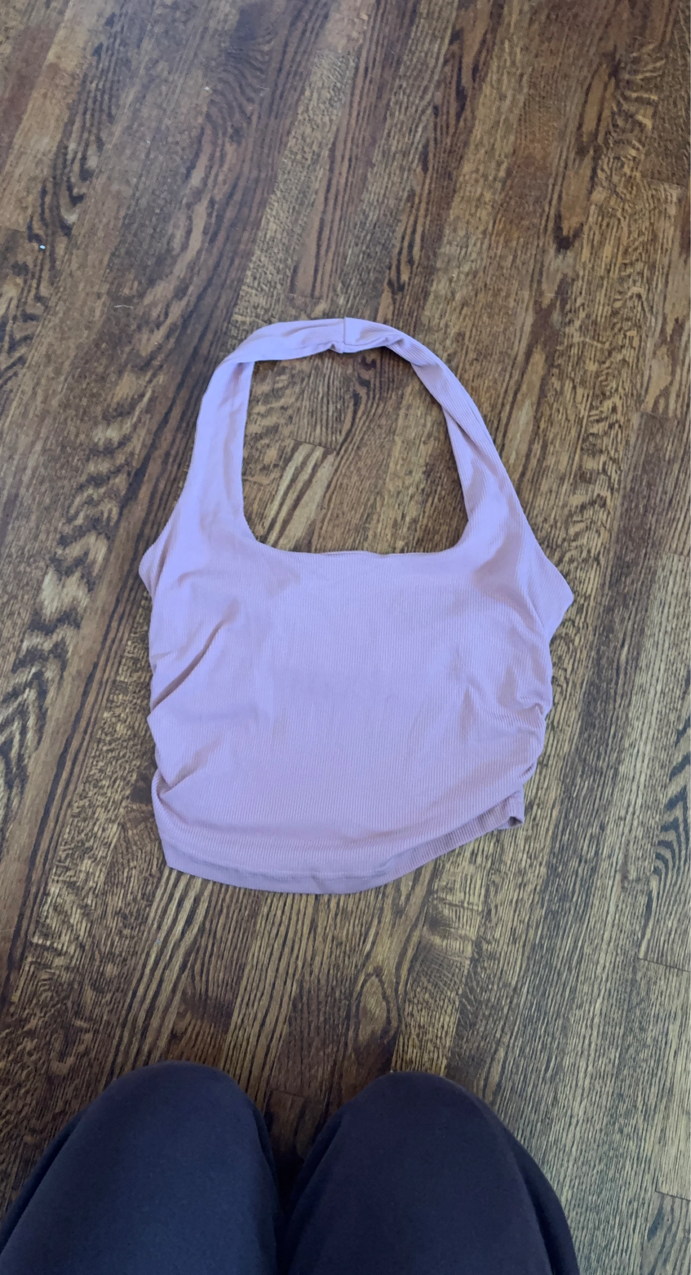 Pink Ribbed Halter Neck Top