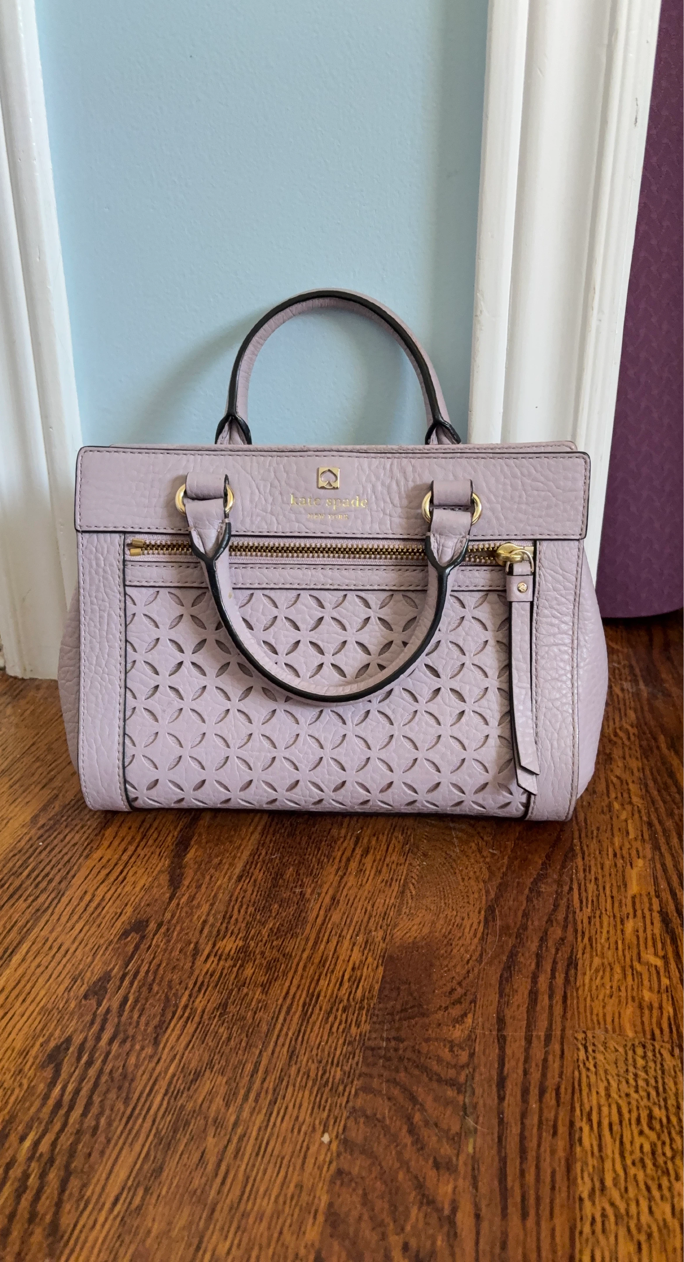 Kate Spade New York Lilac Perforated Leather Satchel Handbag