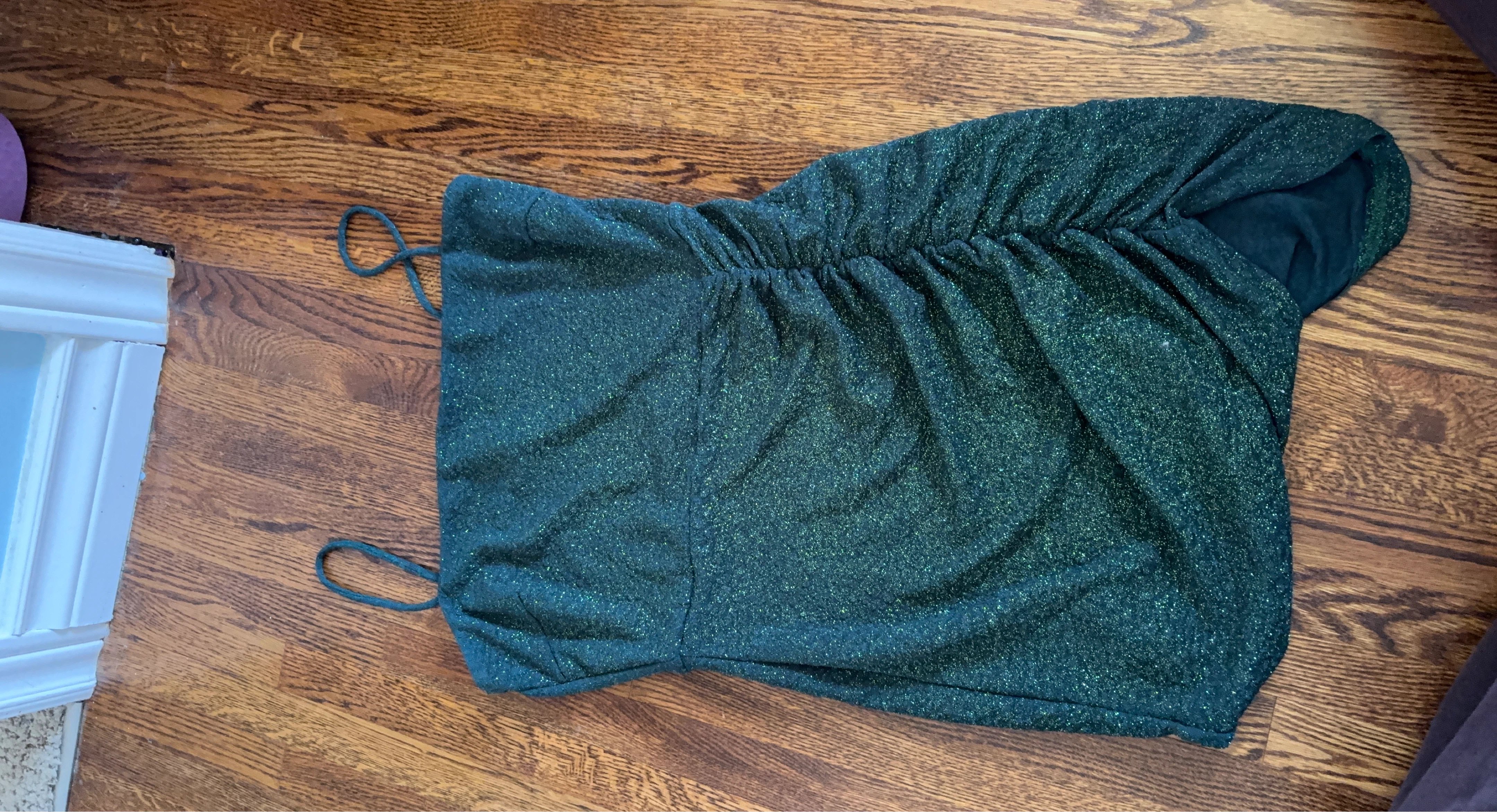 Sparkly Green Ruched Mini Dress