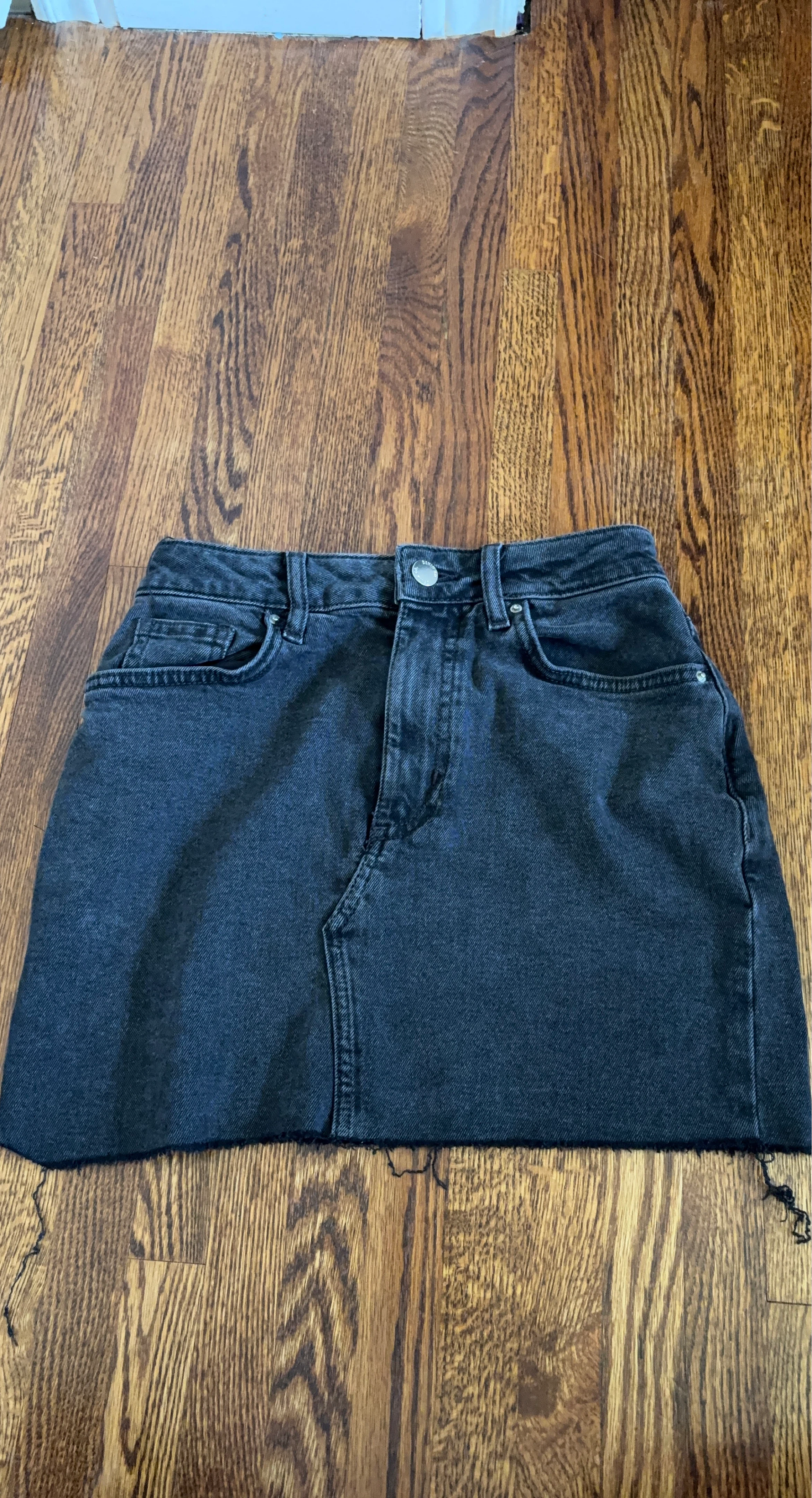 Black Denim Mini Skirt