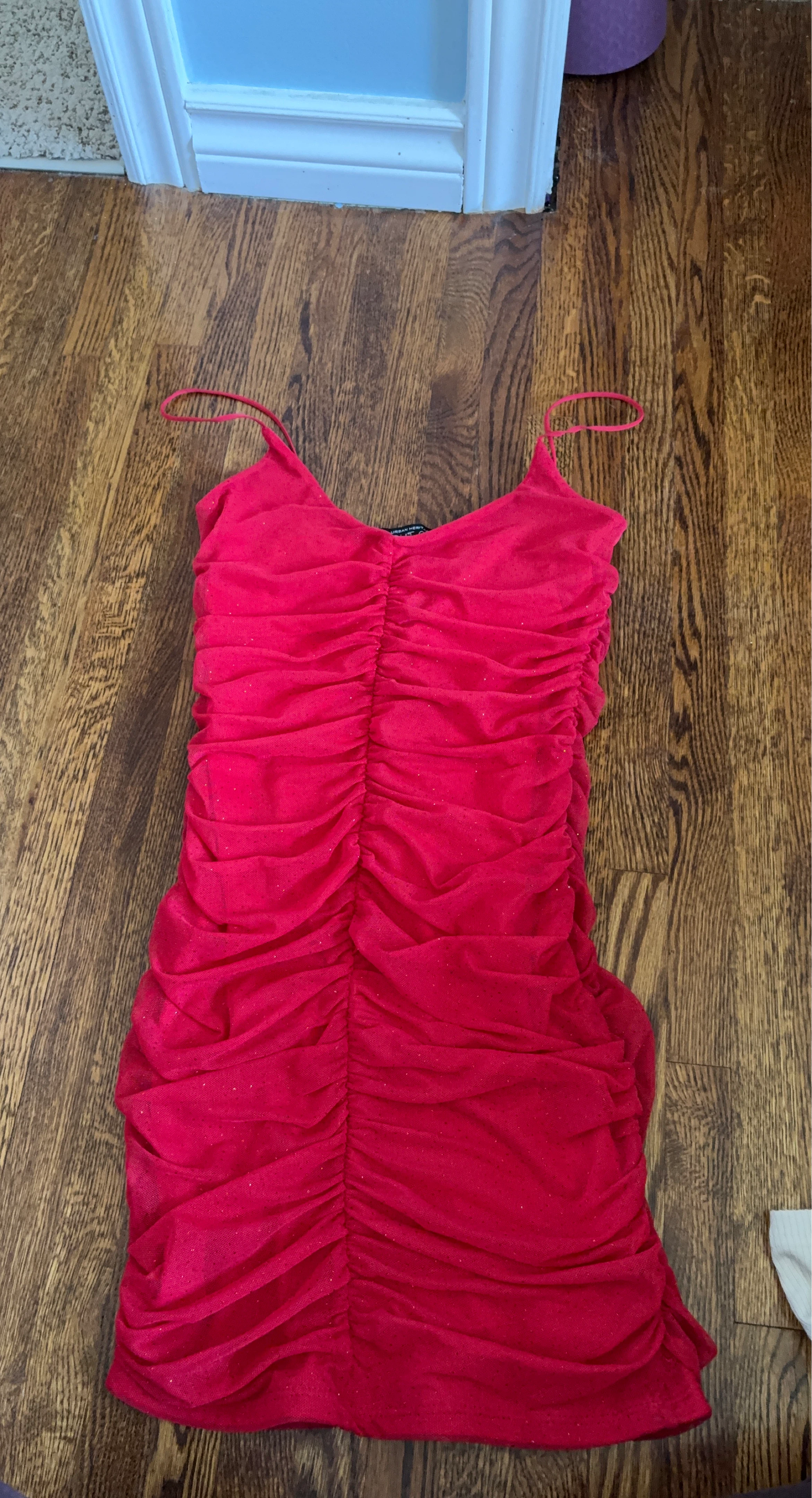 NIGHT OUT Red Ruched Sparkle Mini Dress - photo 2