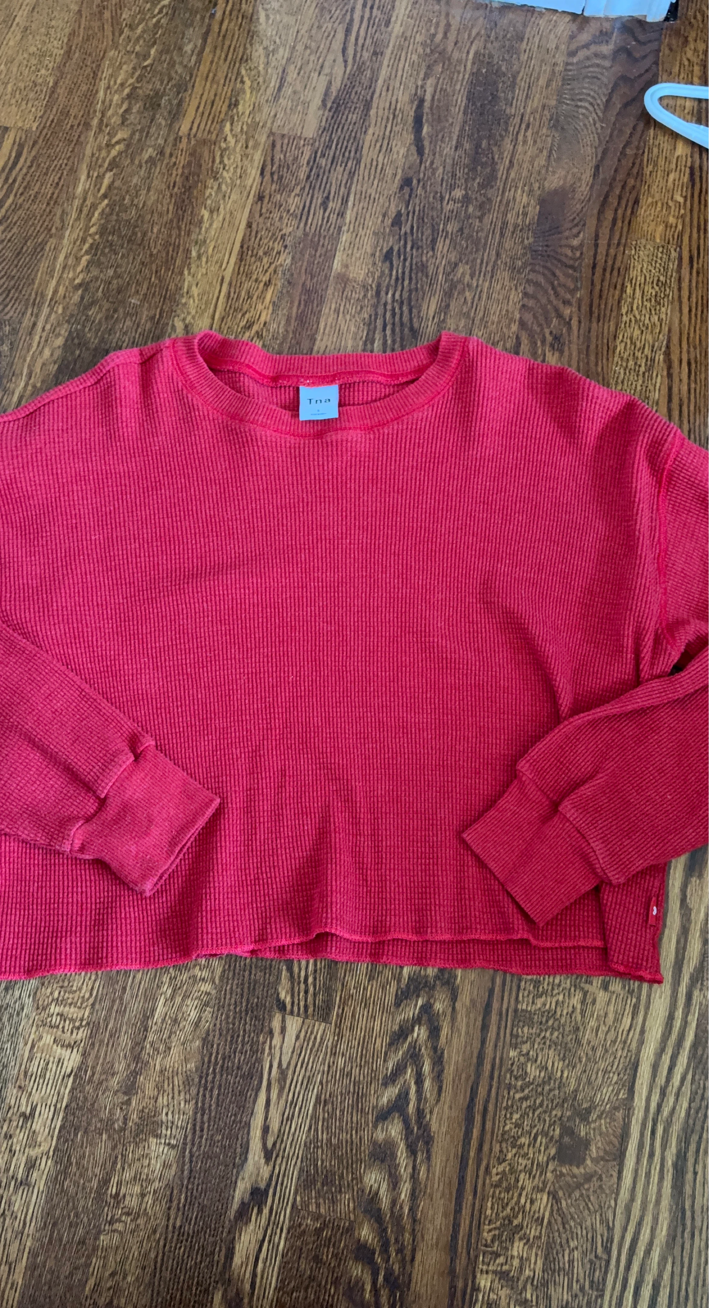 TNA Red Waffle Knit Long Sleeve Shirt Size S