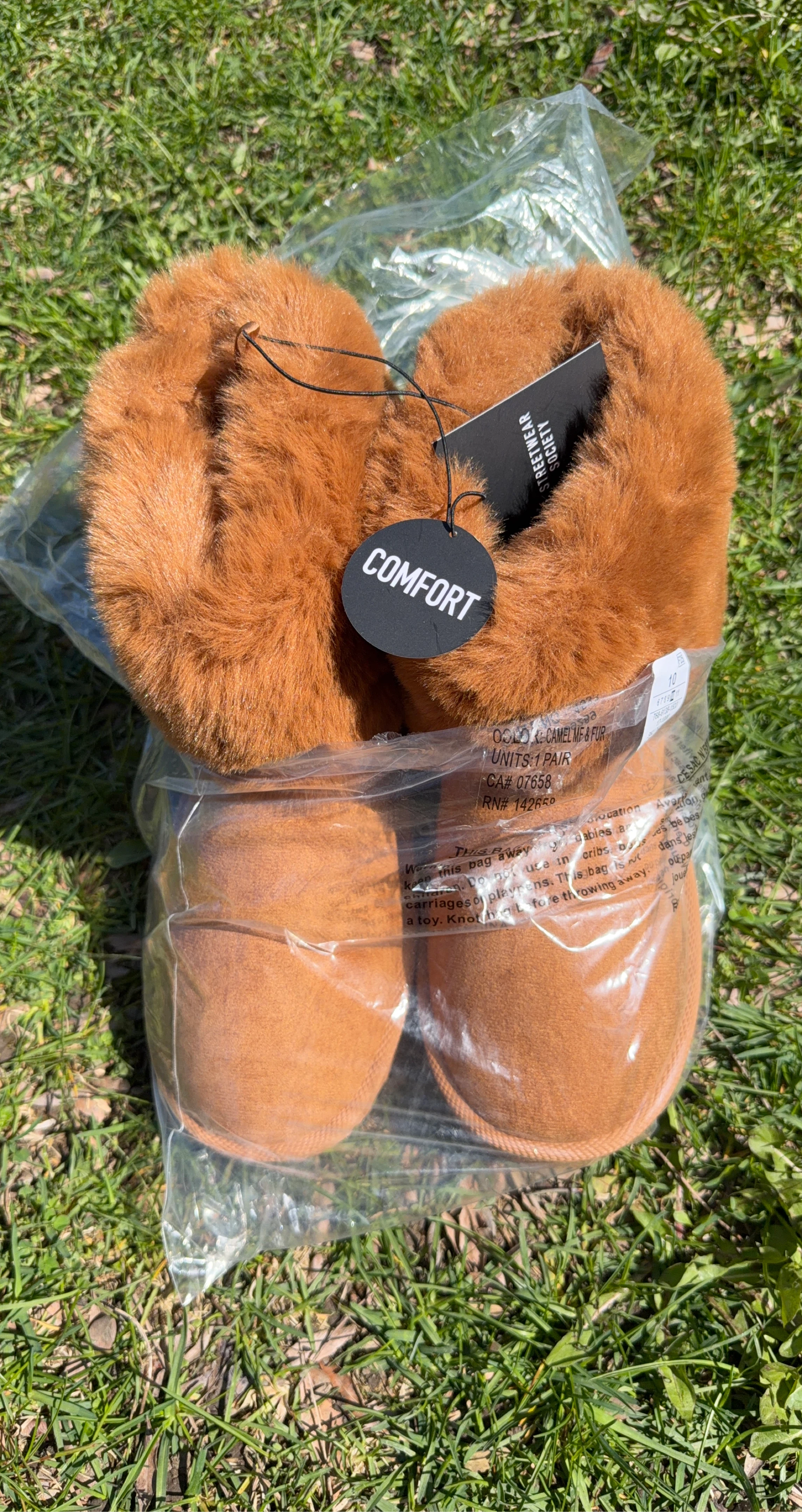 Brown Faux Fur Lined Booties - Size Medium