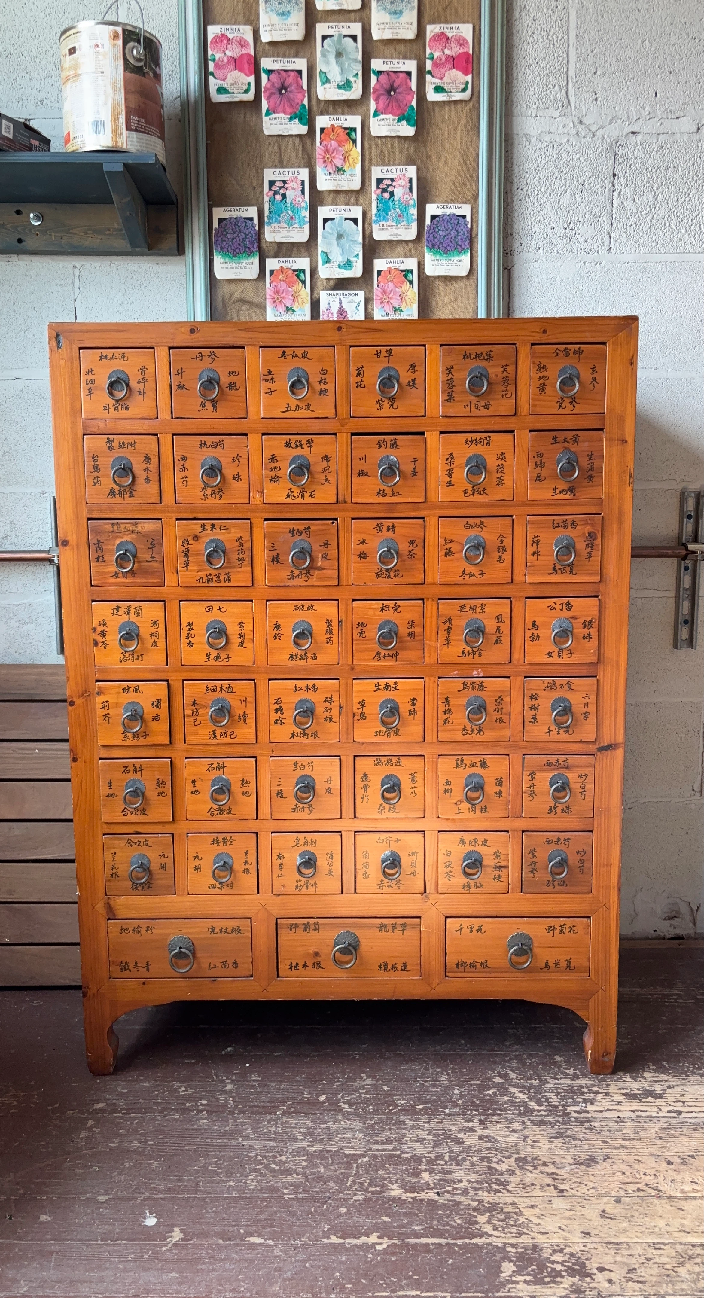 Vintage Wooden Apothecary Cabinet with Drawers