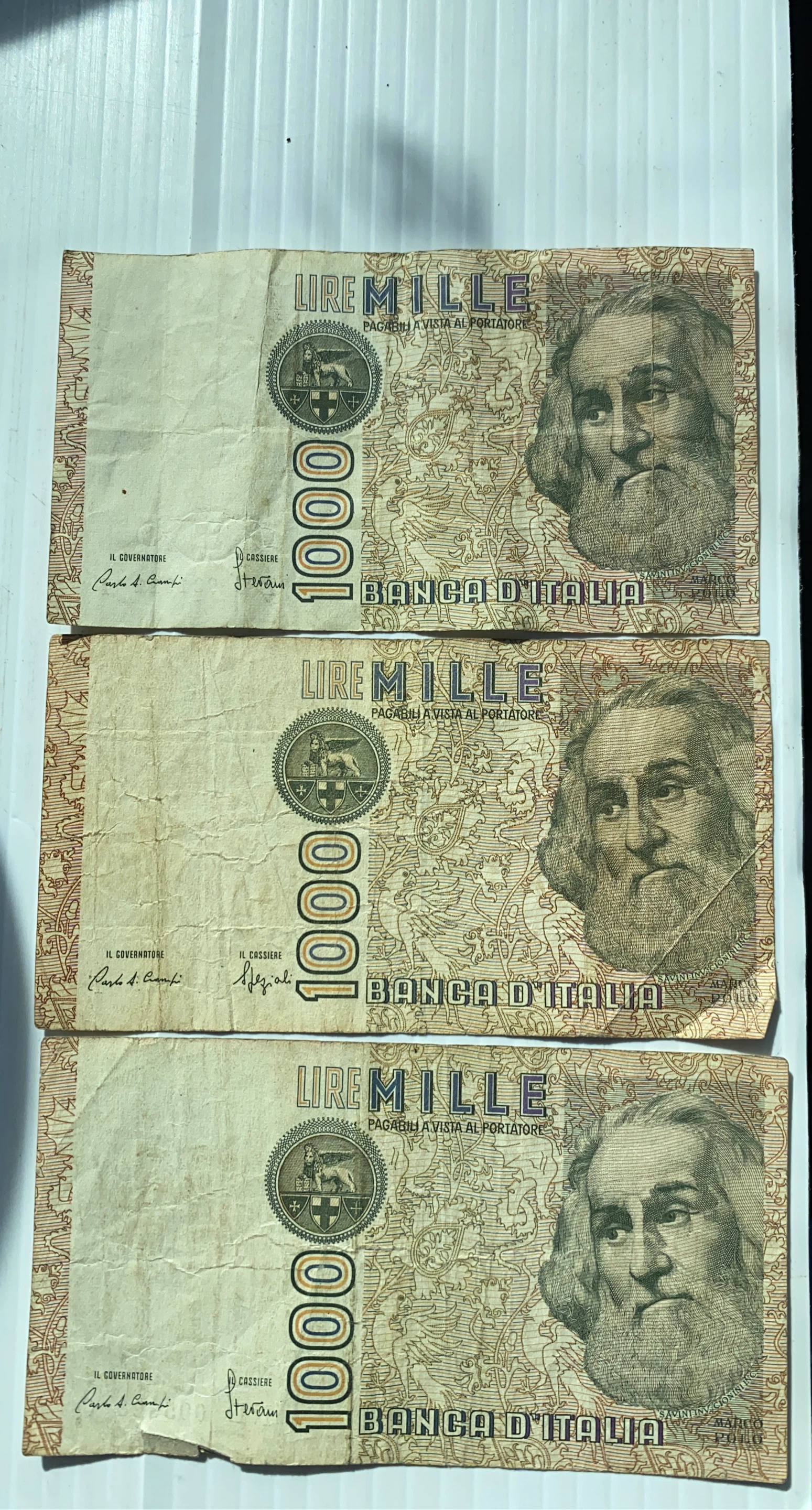 3x 1000 Lire Italian Banknotes