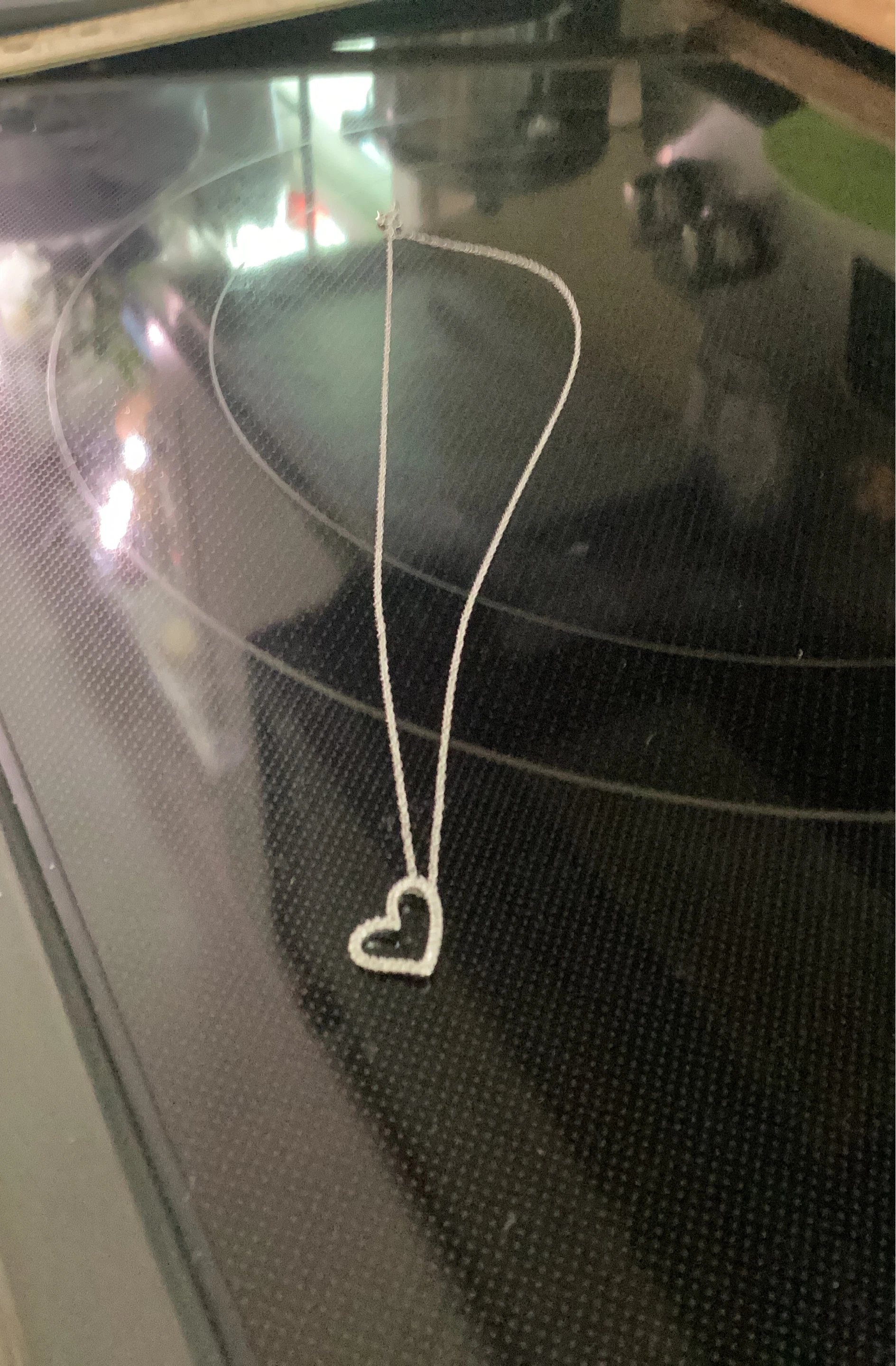 925 Silver Heart Pendant Necklace with white zircons