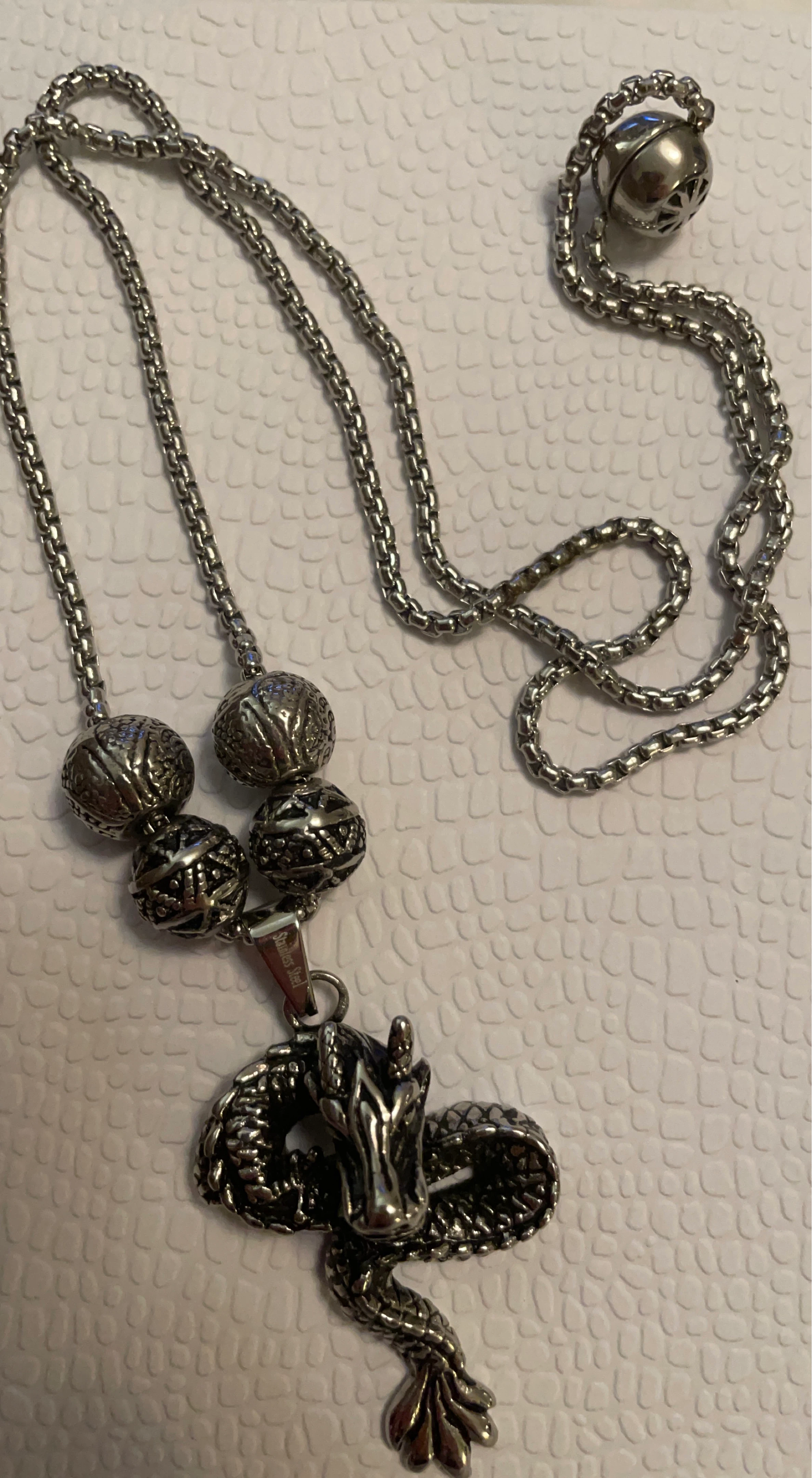 Stainless Steel Dragon Pendant Necklace