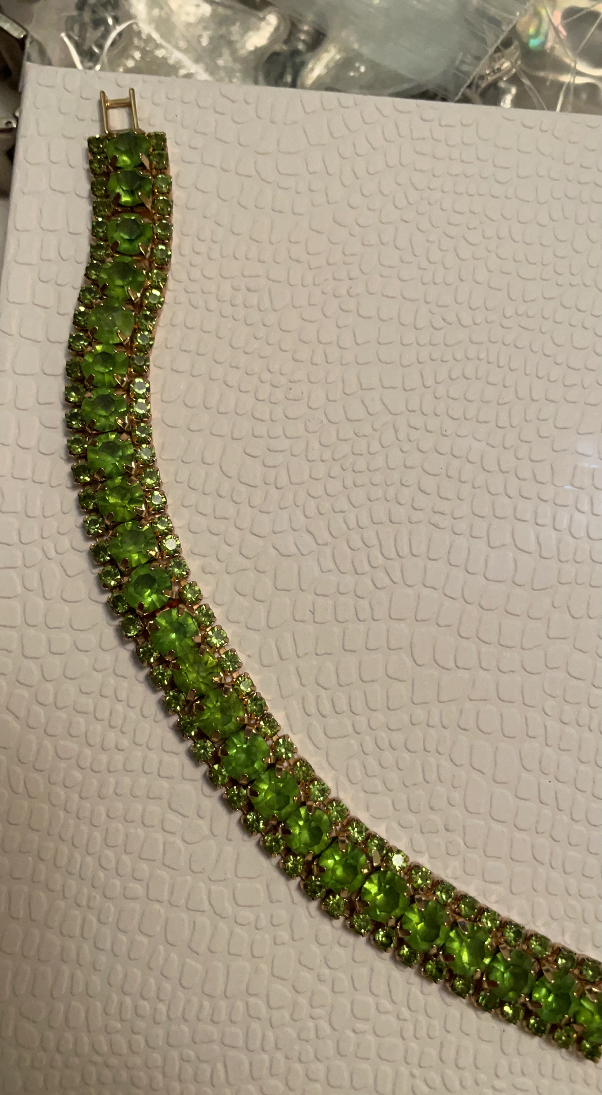 Green rhinestone tennis bracelet