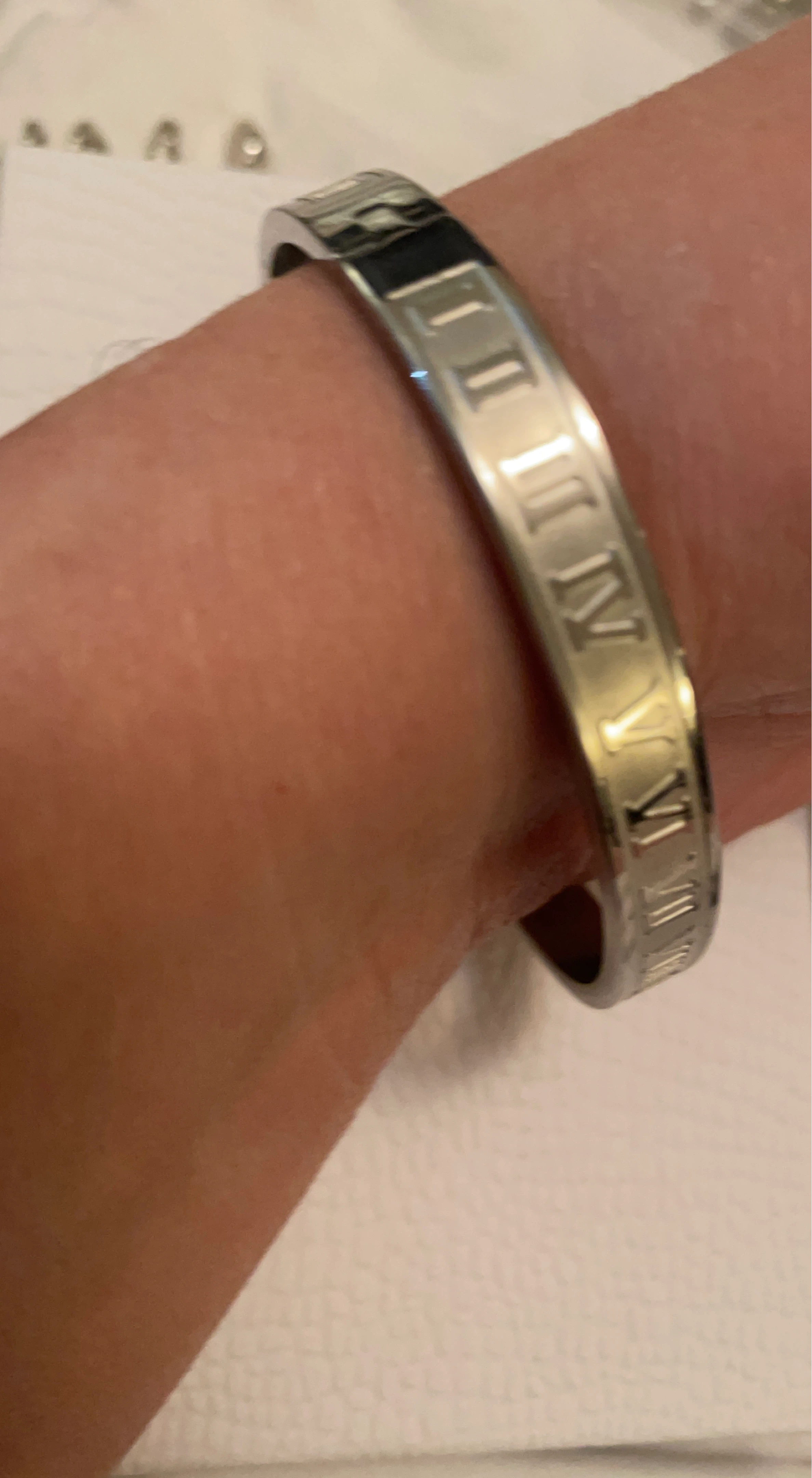 Silver-tone Bangle with Roman Numerals