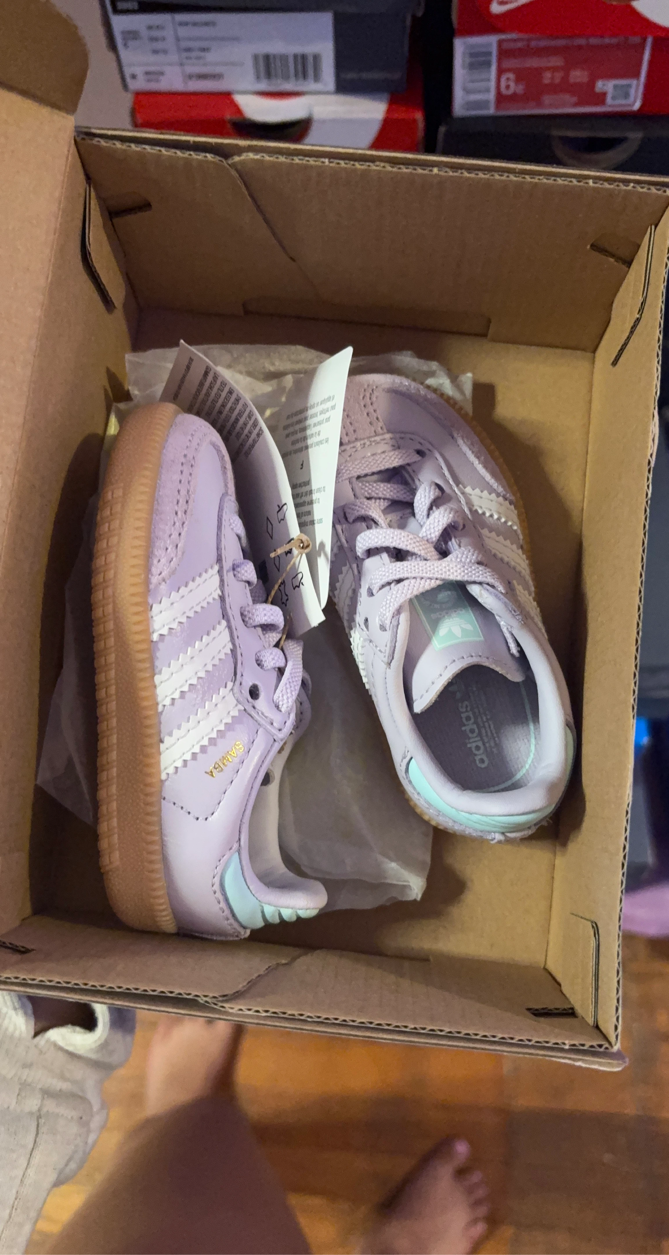 Adidas Samba OG EL I Kids Shoes Light Purple White Size 4K