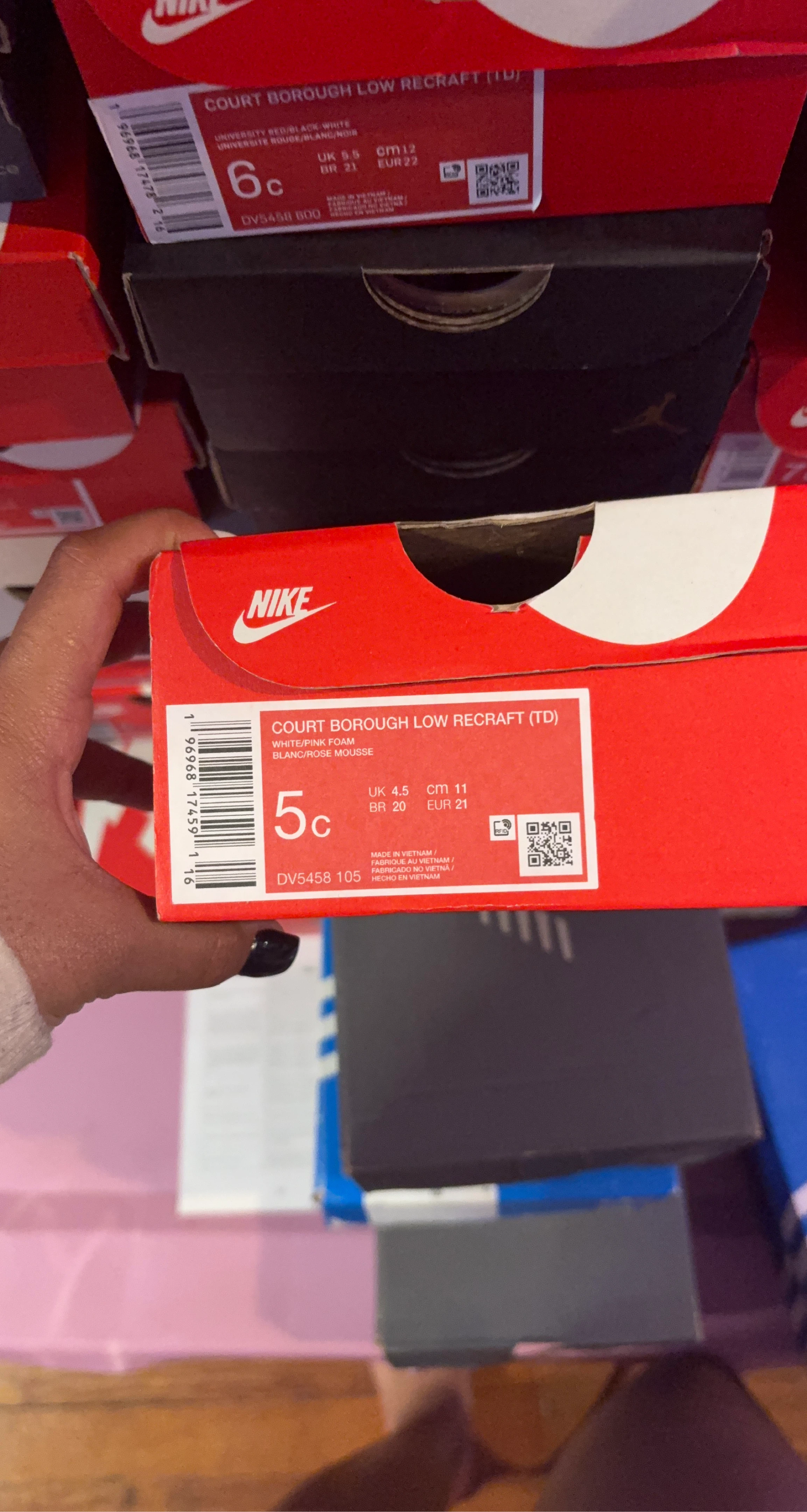 Nike Court Borough Low Recraft (TD) White/Pink Foam 5c