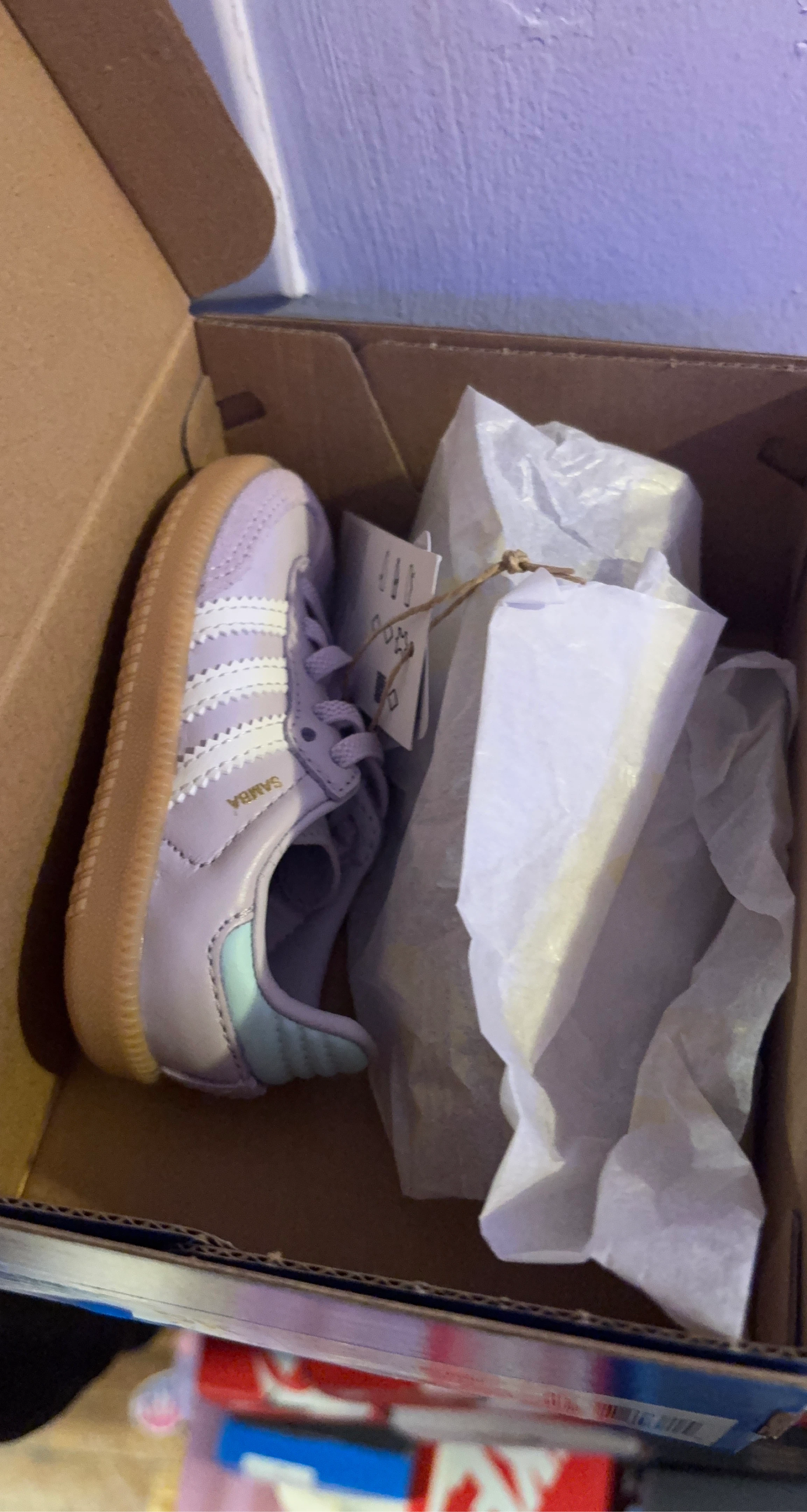 Adidas Samba OG EL I Toddler Shoes Size 4K Lavender White IE8851