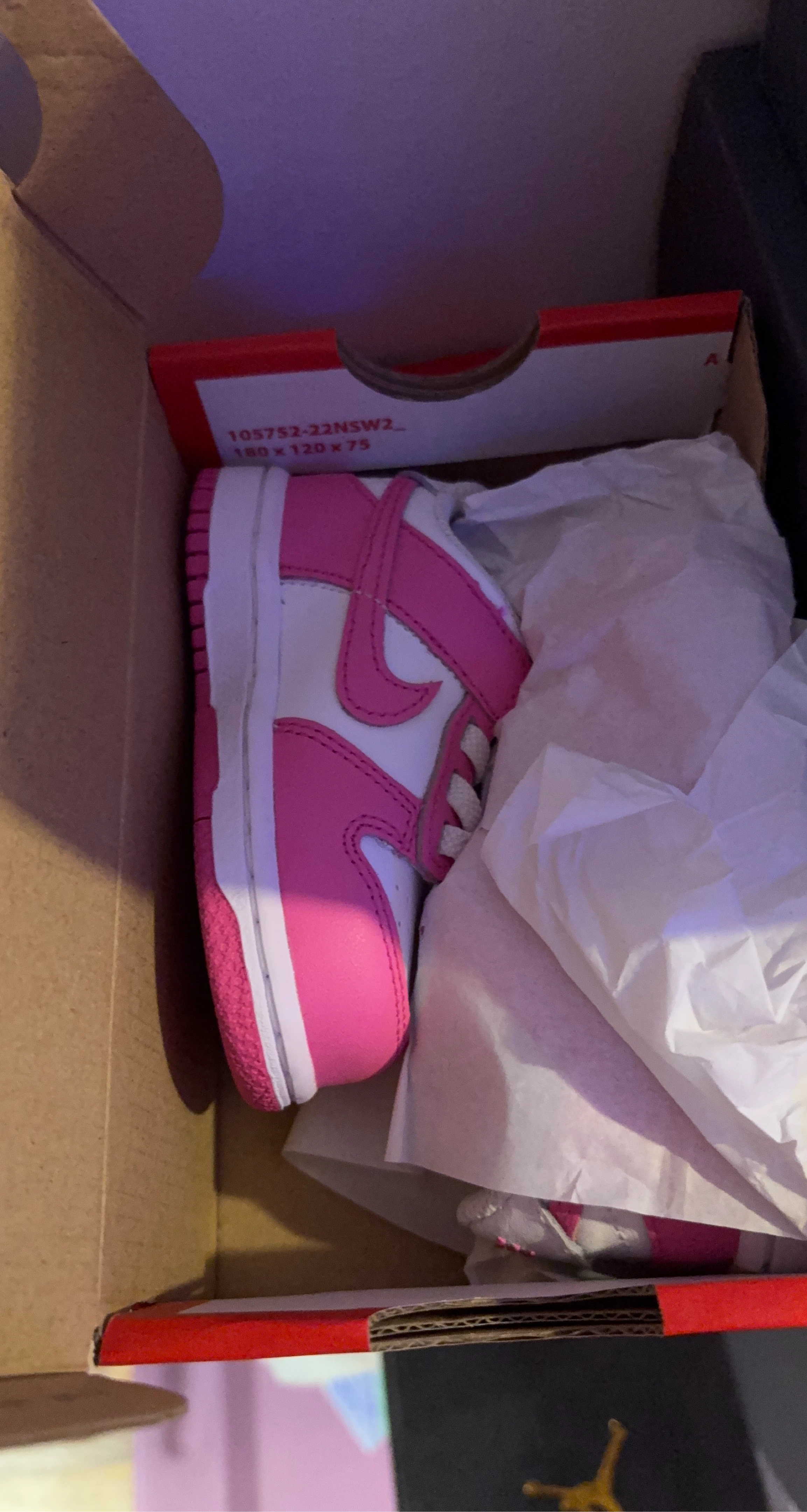 Nike Dunk Low (TD) Toddler Shoes White/Laser Fuchsia Size 5c