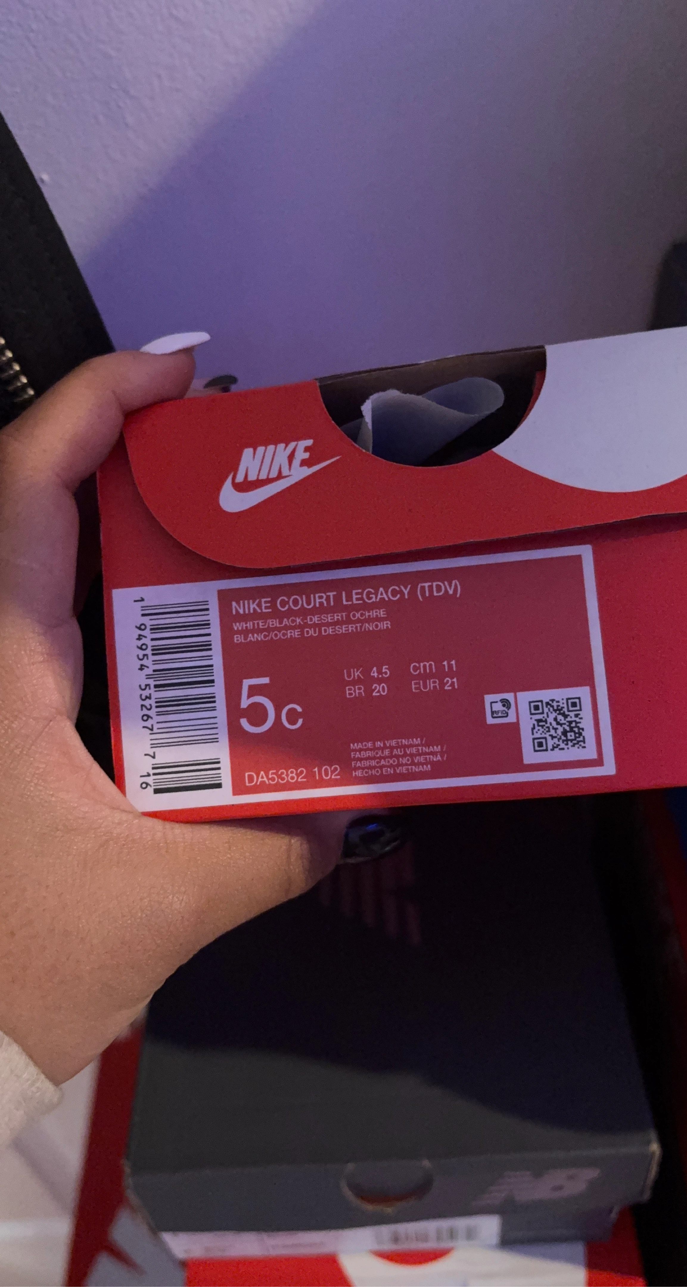 Nike Court Legacy (TDV) Toddler Shoes - White/Black, Size 5c