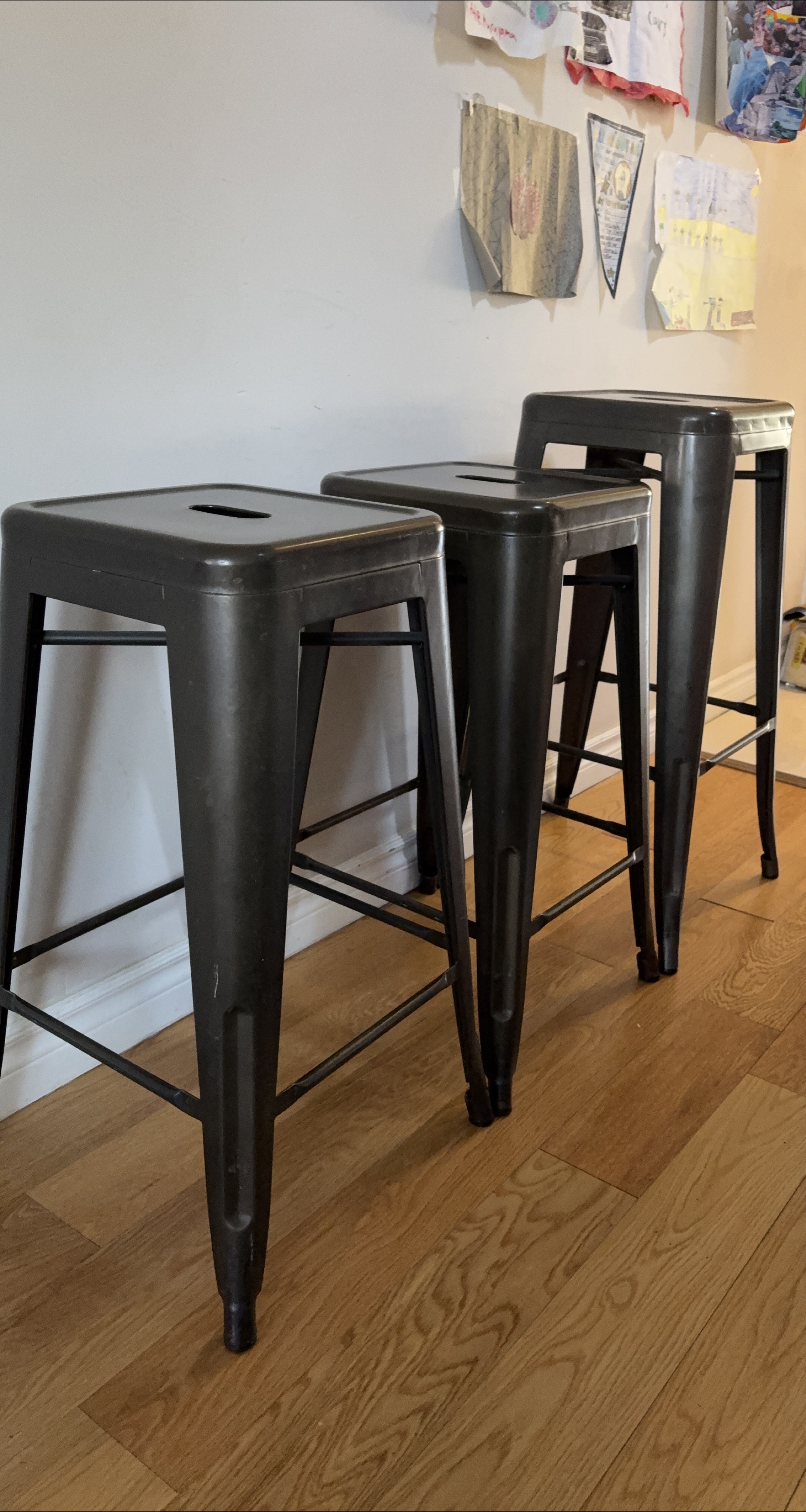 Set of 3 Metal Counter Stools