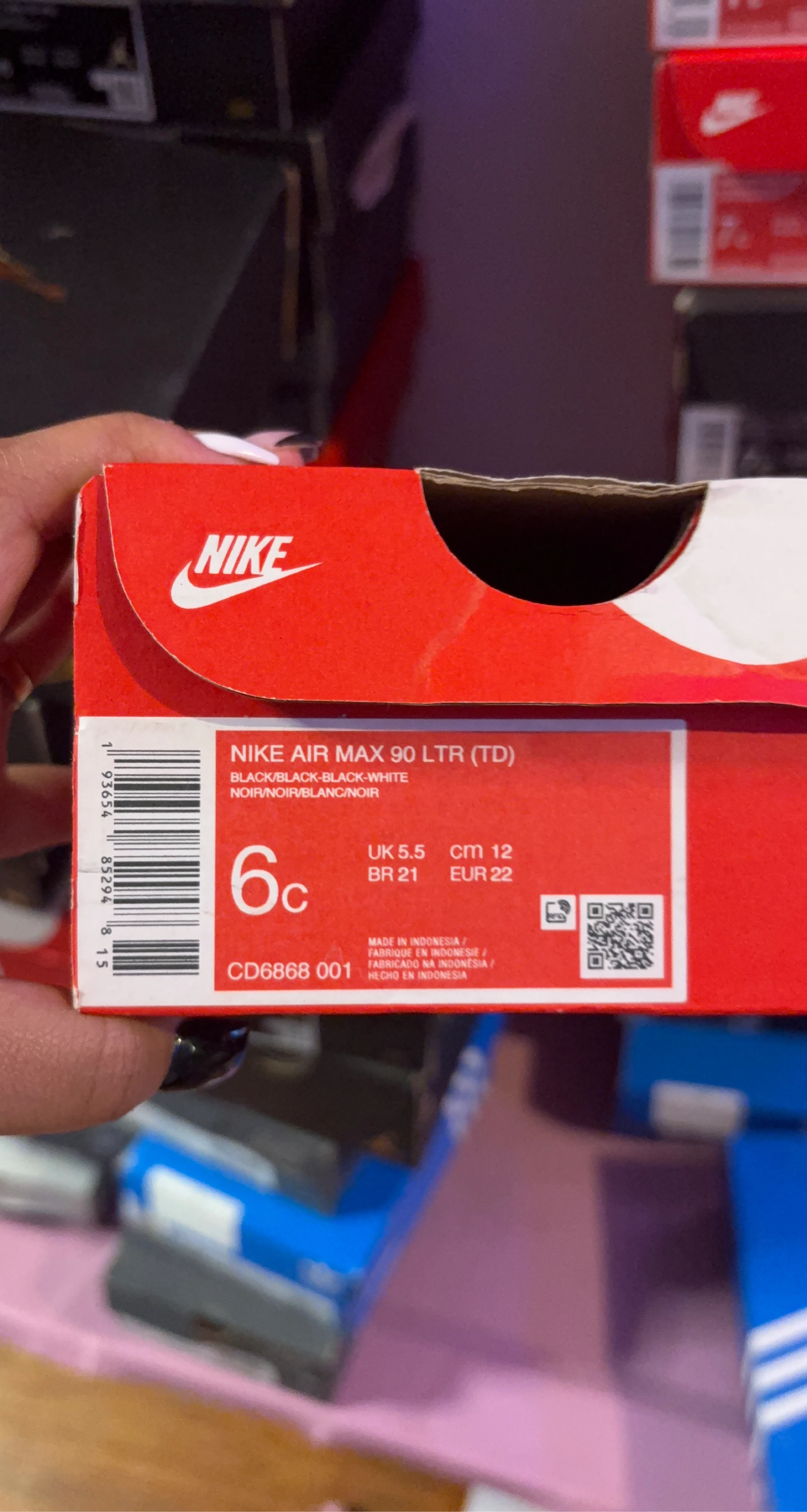 Nike Air Max 90 LTR TD Toddler Shoes Black Size 6C