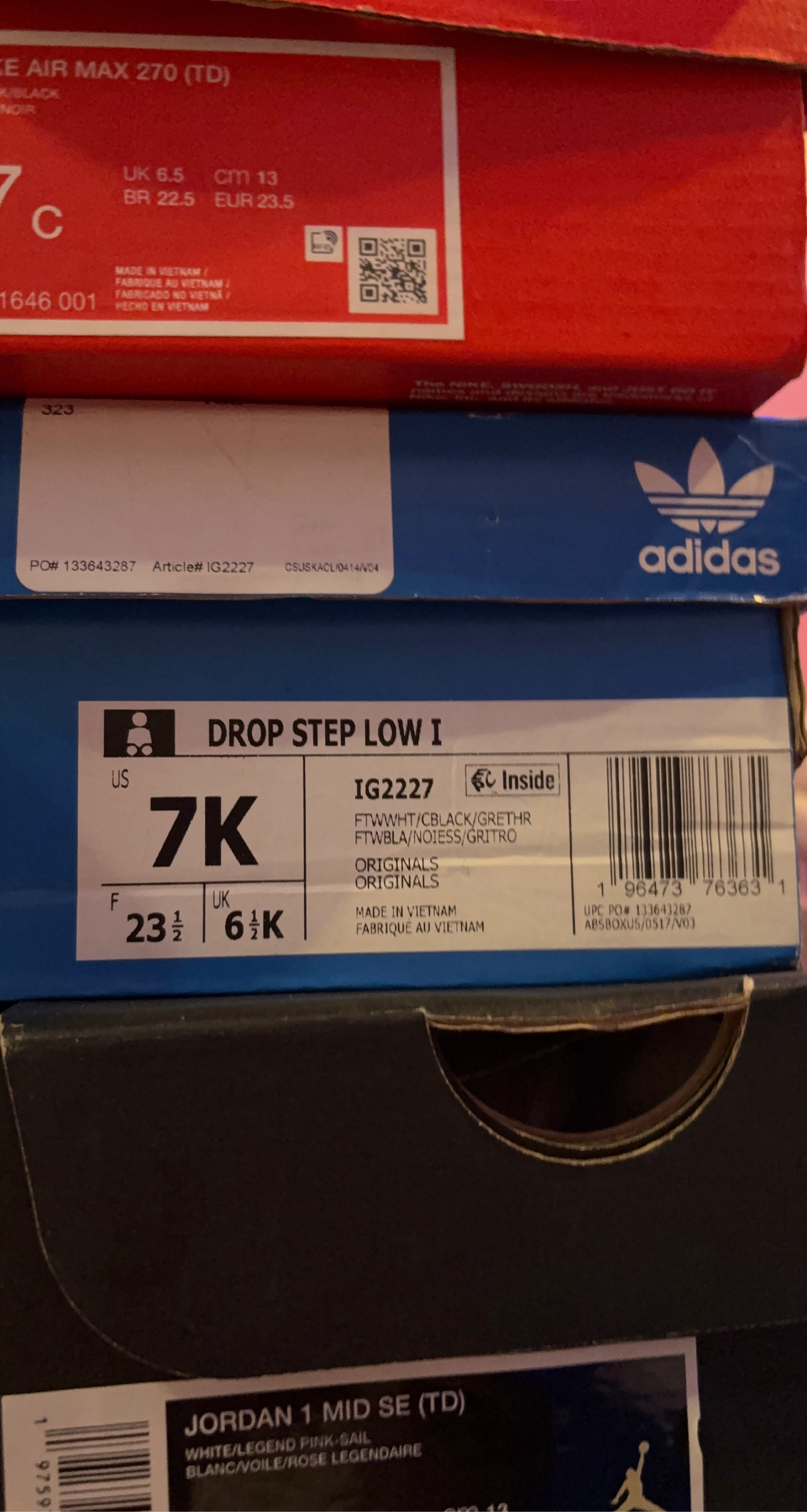 Adidas Drop Step Low I Toddler Shoes White/Grey Size 7K