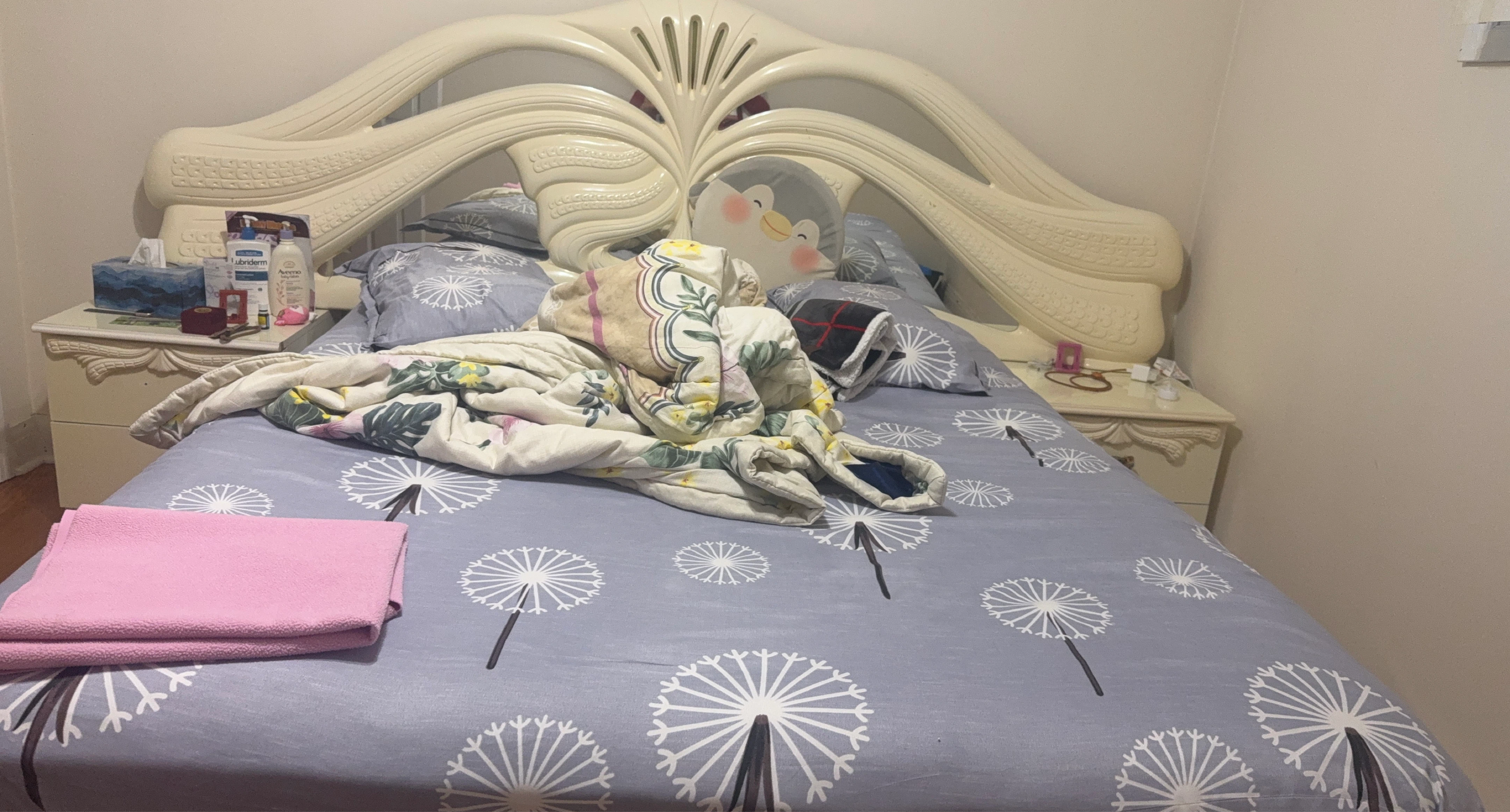 Bed with dressing table
